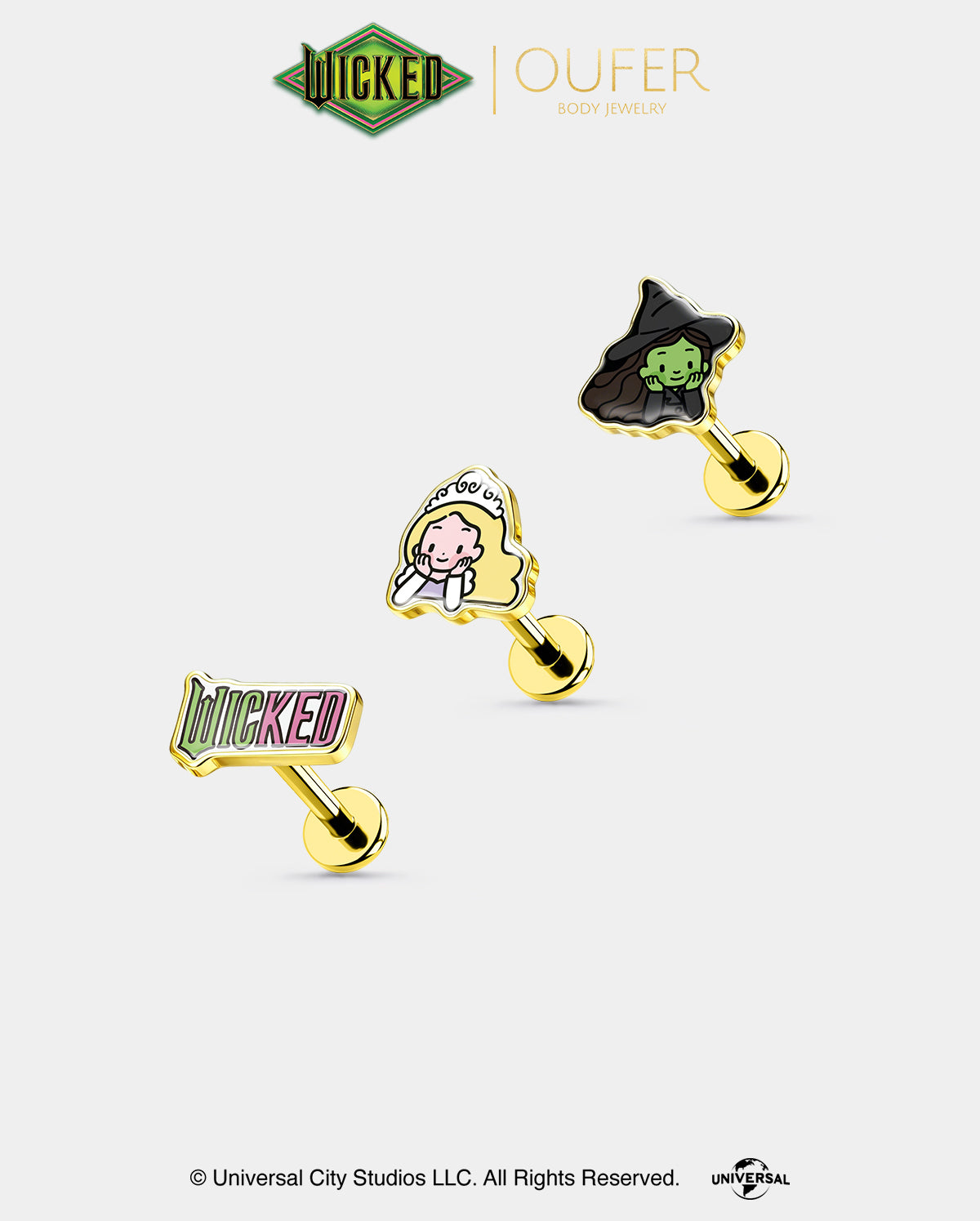 WICKED × OUFER 3PCS Internally Threaded Helix Stud Set