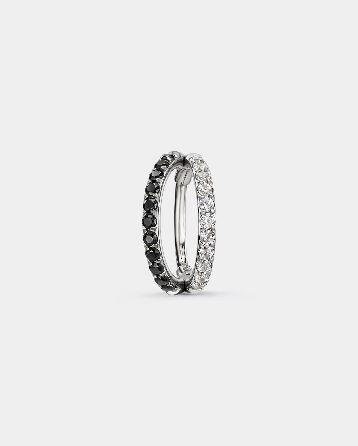 Black & Clear CZ Double Row Nose hoop