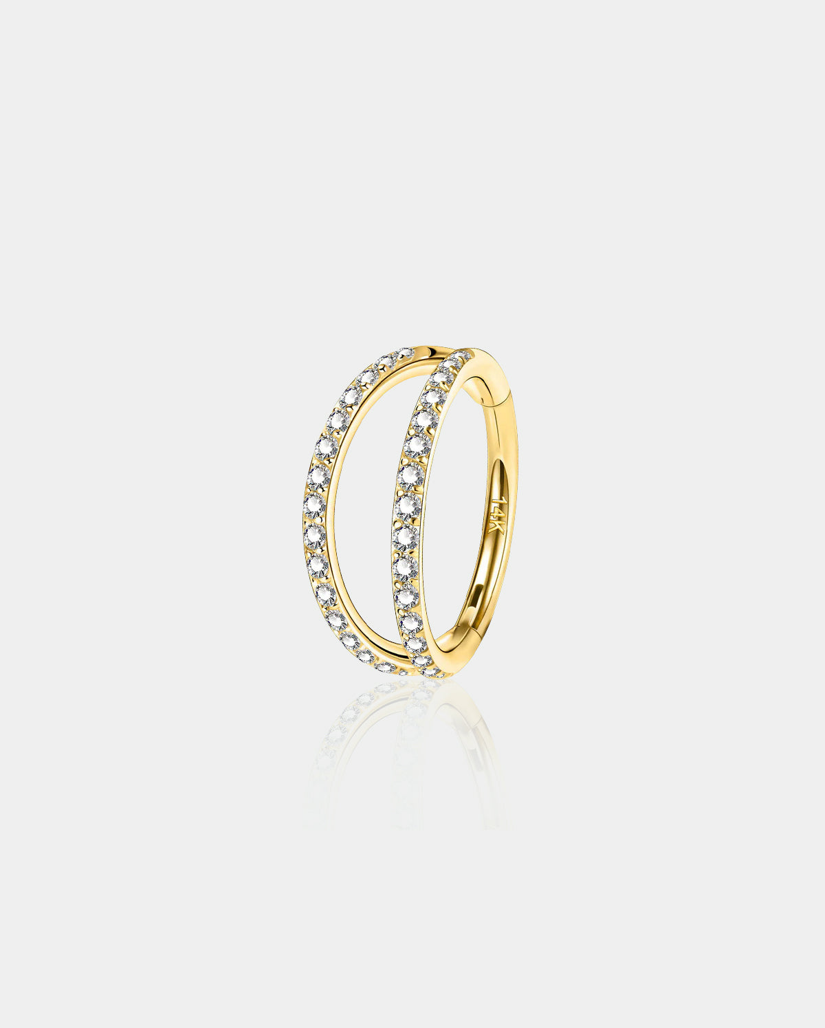 14K Oro Doble Fila CZ 16G Hélice Pendientes Anillo de Septum