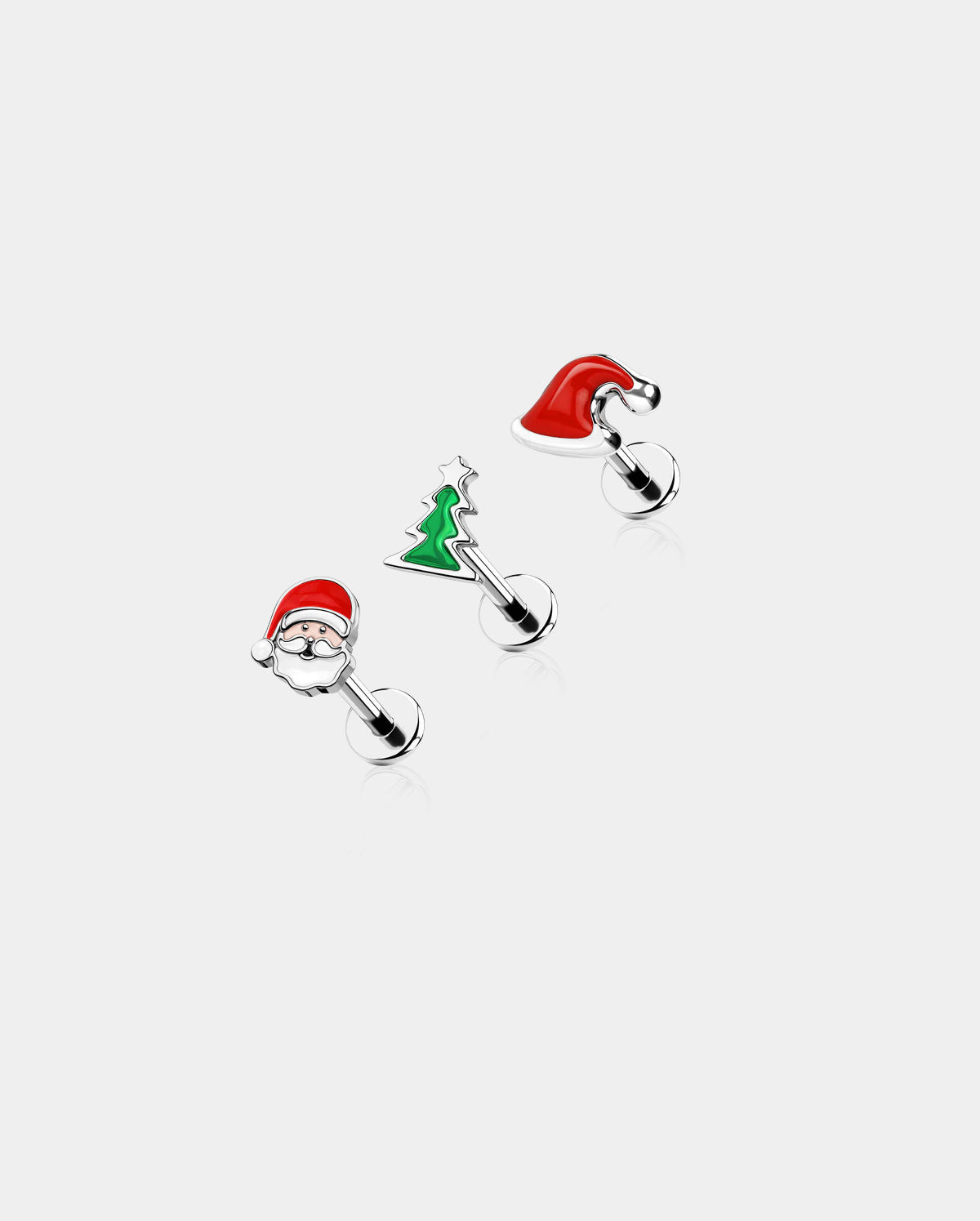 internally threaded  christmas cartilage earrings