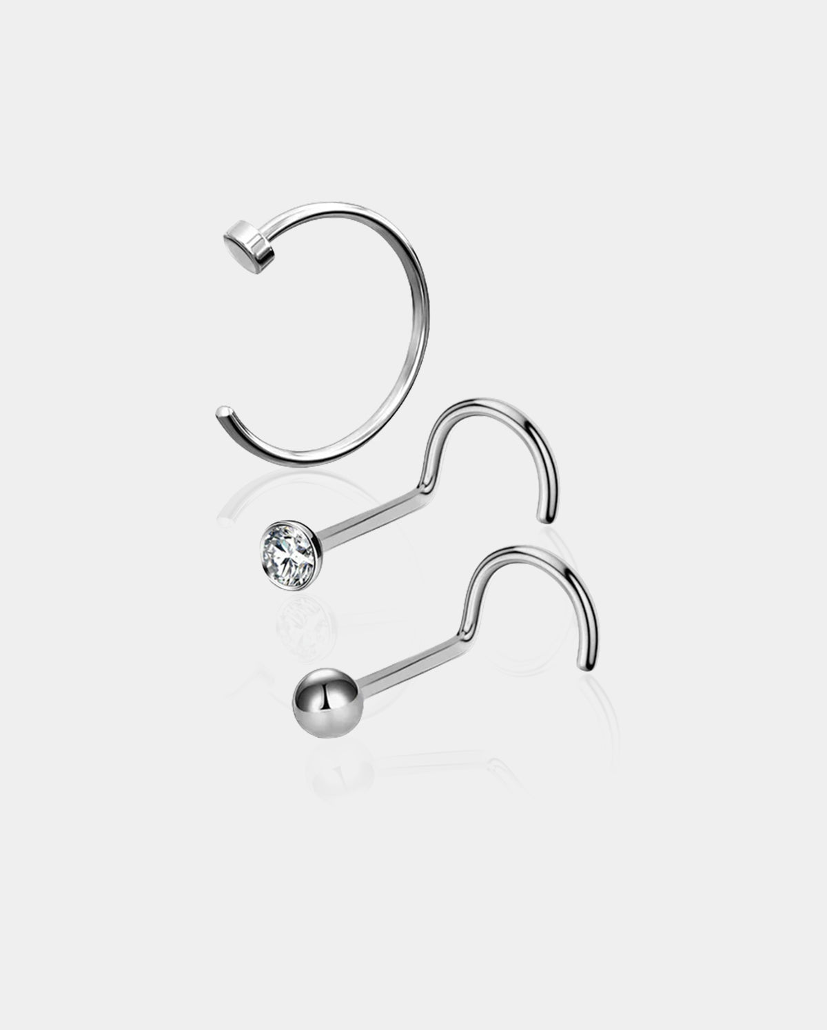 20G 3PCS Anillo de nariz de titanio/Tornillo Stud Pack