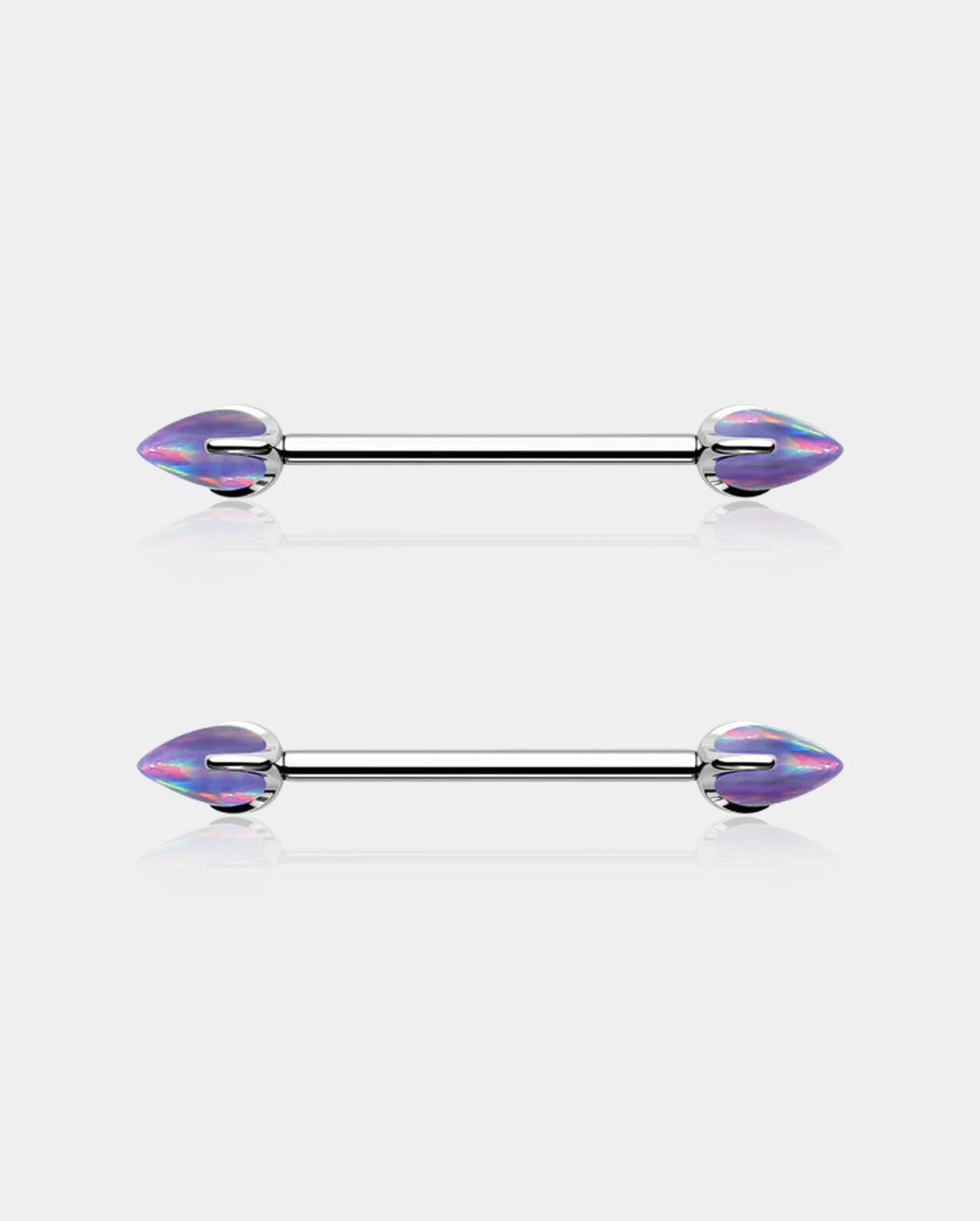 Internally Threaded Synthetic Opal Titanium Nipple Ring Pair