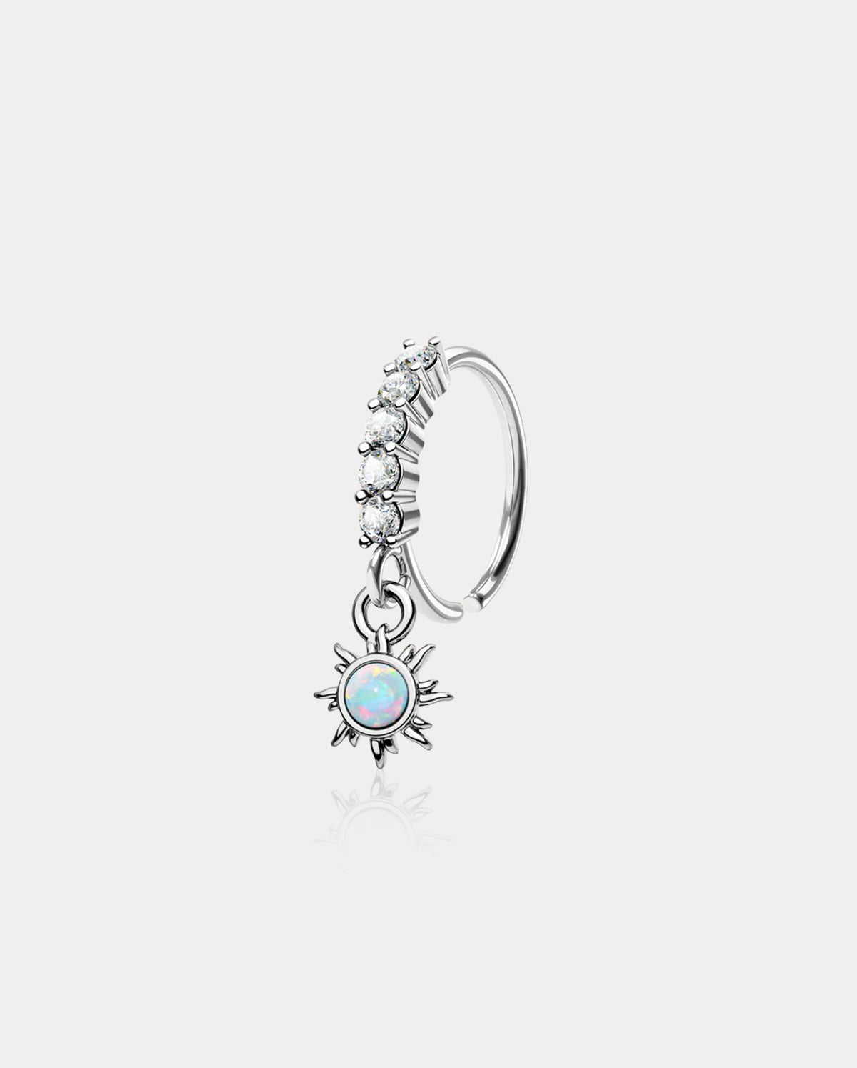 Synthetic Opal Sunflower Dangle Seamless Nose Ring