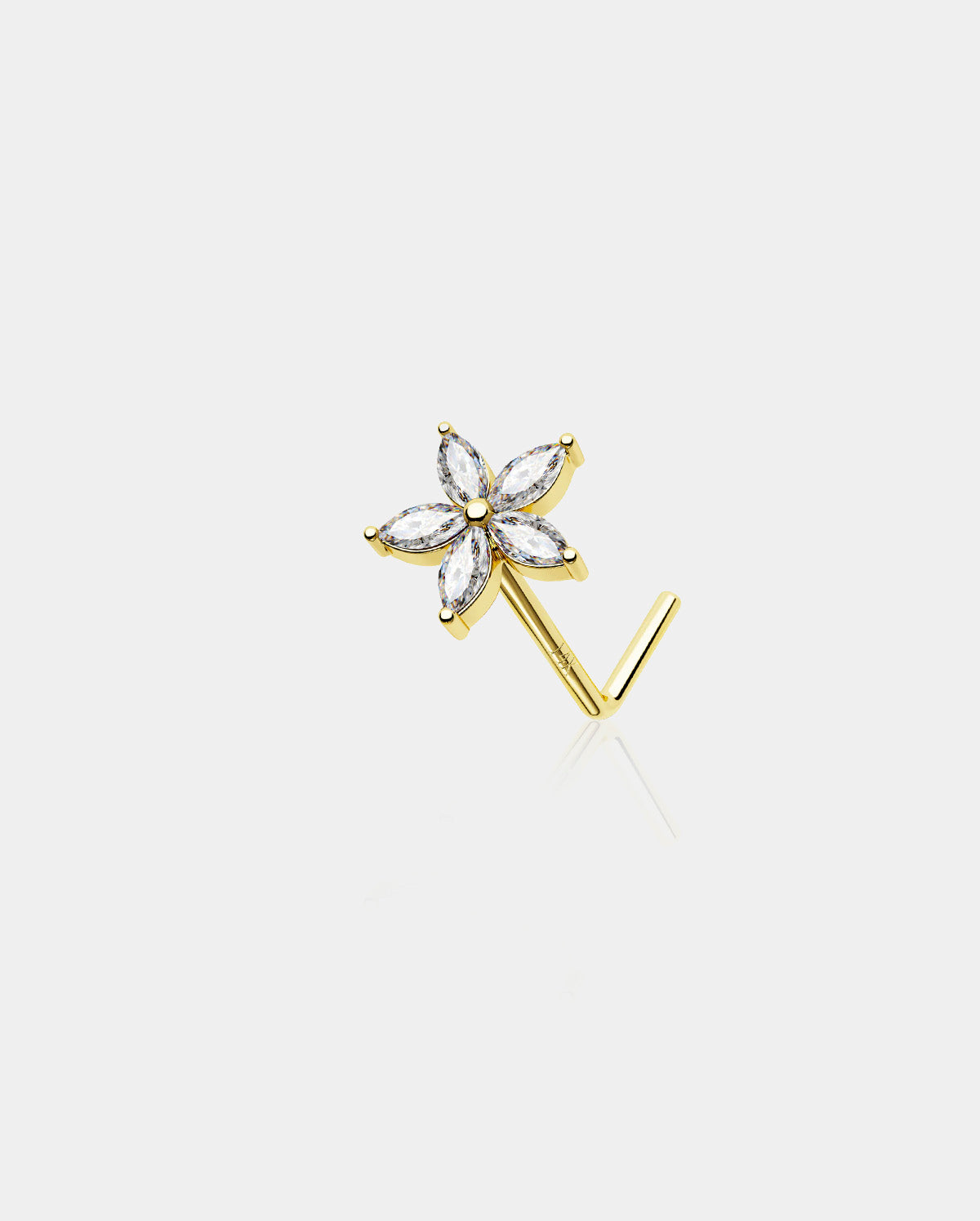 14k gold marquise flower nose stud 