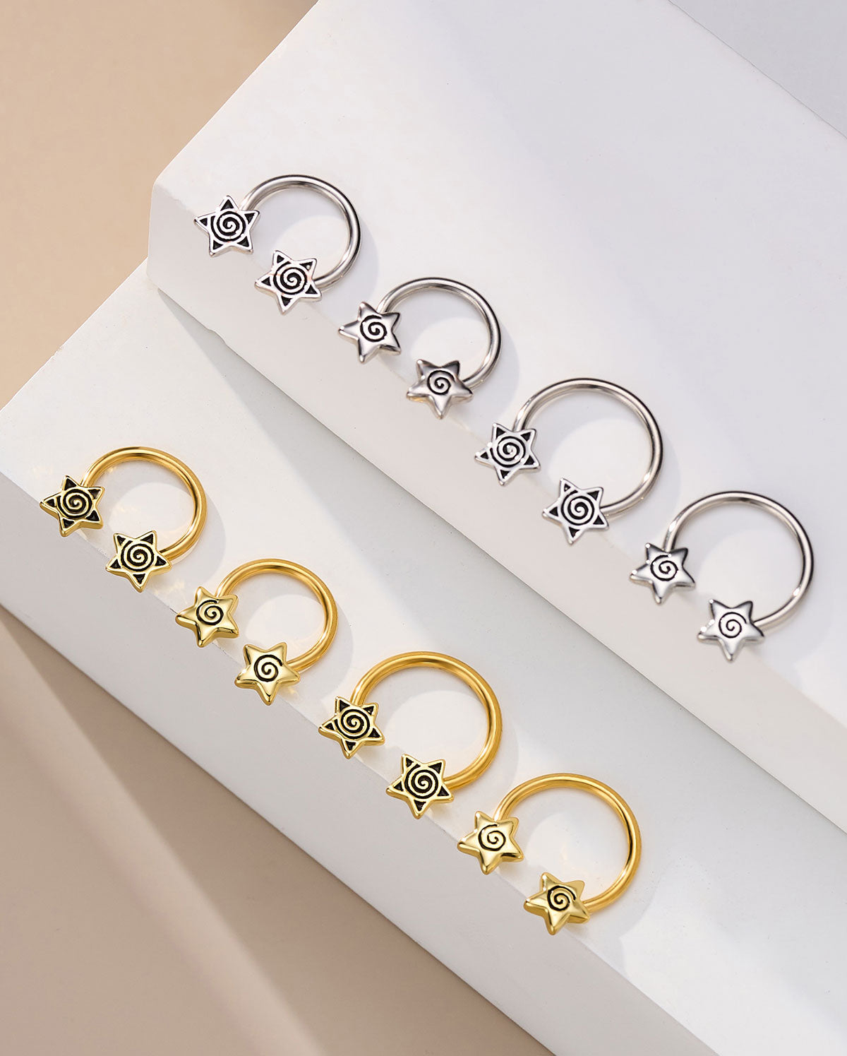 Spiral Star Horseshoe Septum Ring