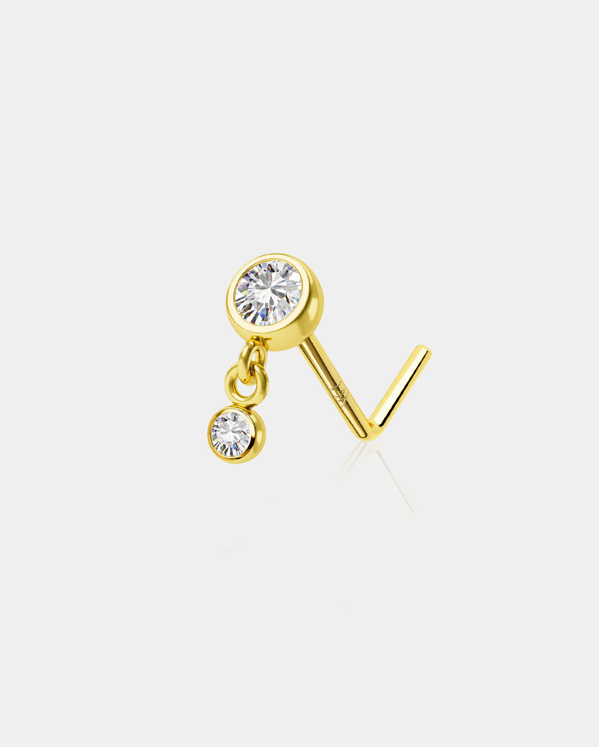 14k gold dangle nose stud