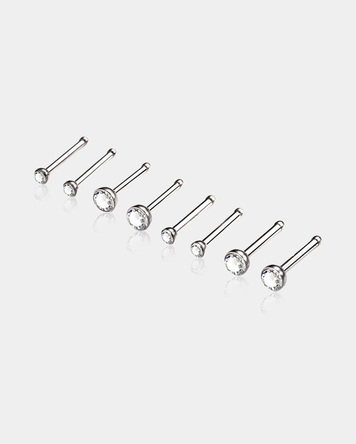 18G / 20G 2PCS Titanio Straight Barbell CZ Gems Nose Stud