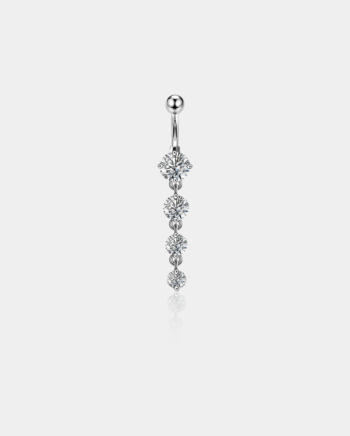 14G Surgical Steel Round Clear CZ Dangle Simple Belly Button Ring - OUFER BODY JEWELRY 