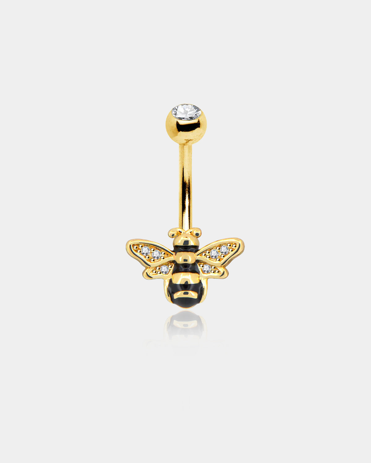 14G Golden Bee Belly Button Ring Stainless Steel Body Jewelry - OUFER BODY JEWELRY 