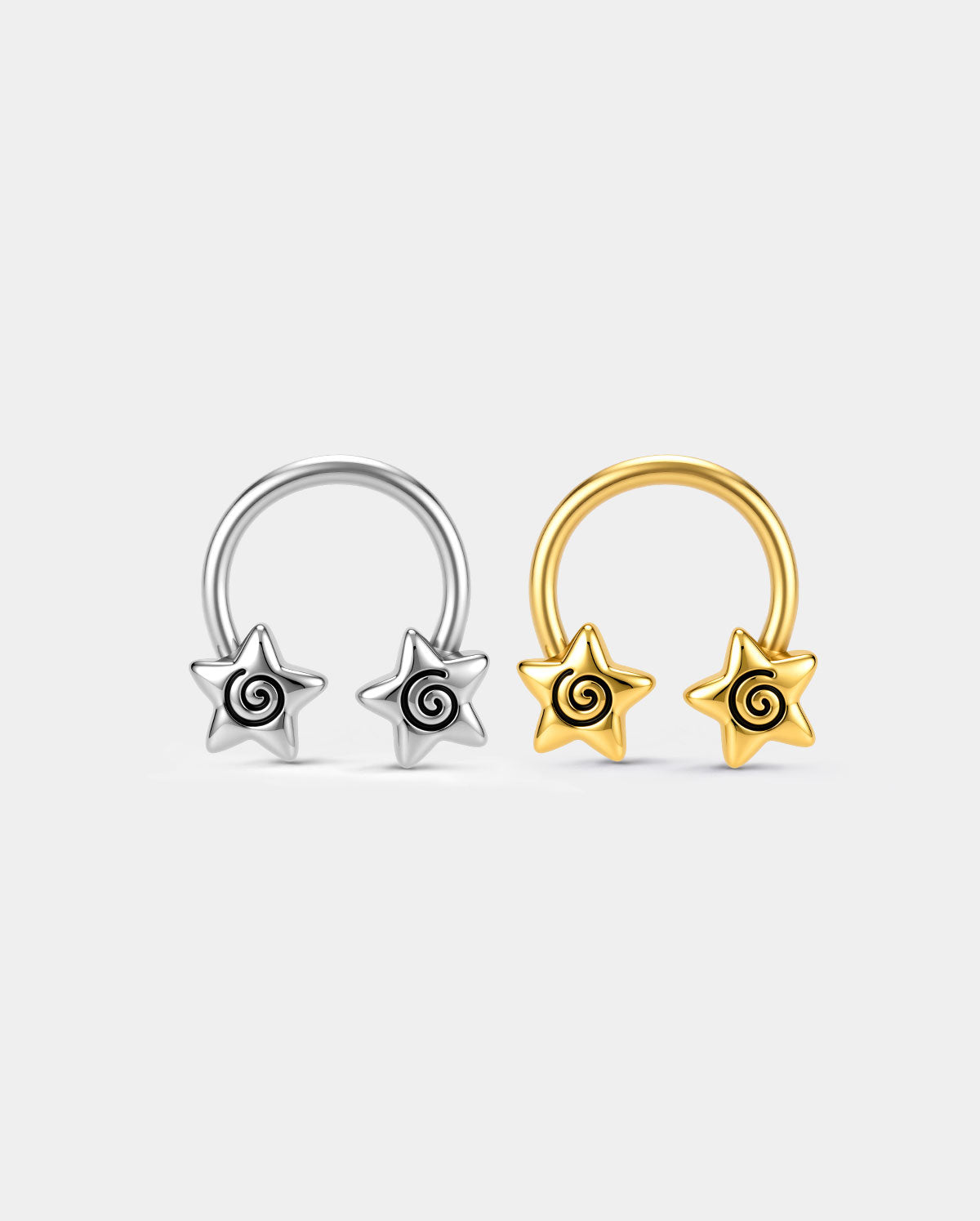 Spiral Star Horseshoe Septum Ring