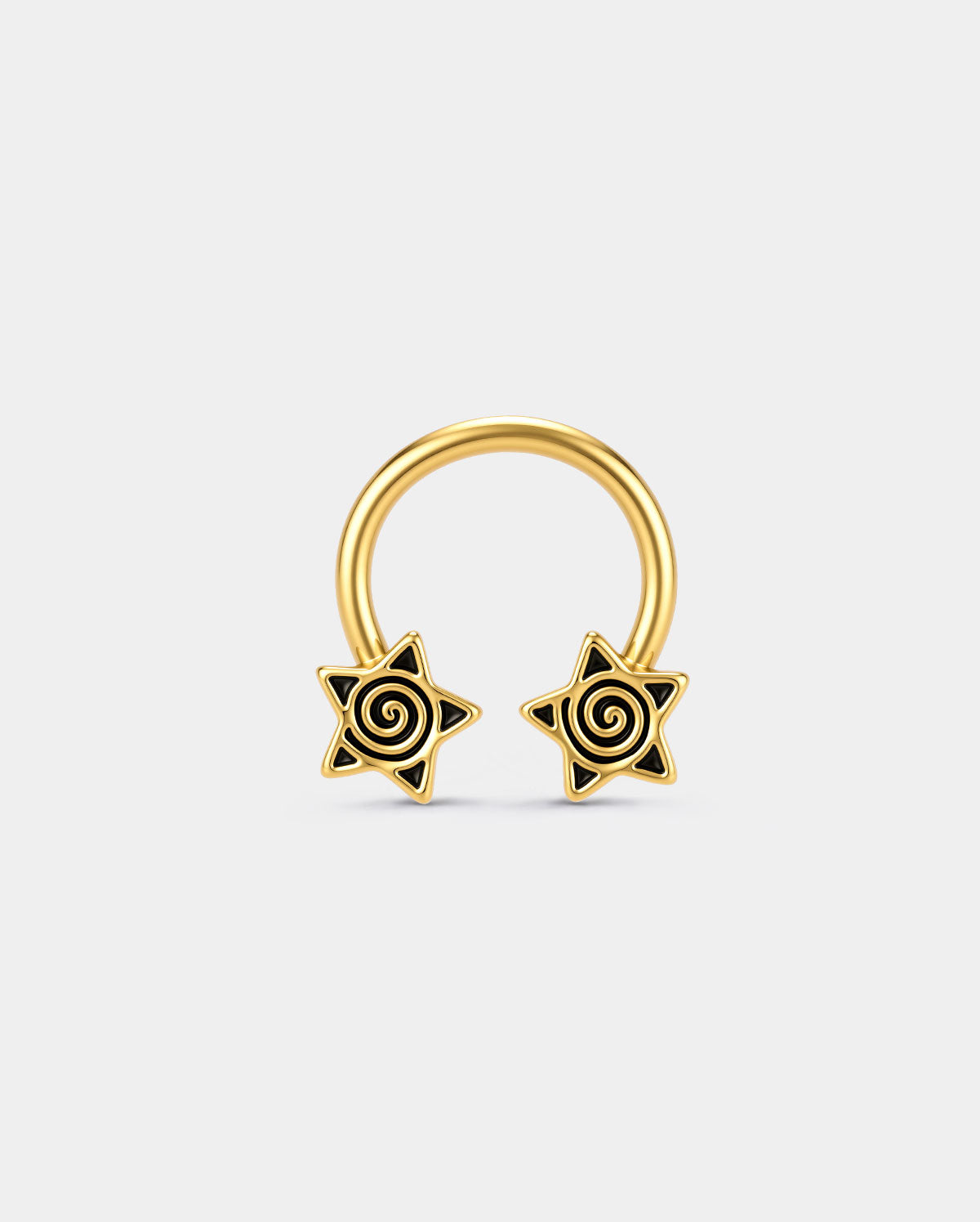 gold spiral star horseshoe septum ring 