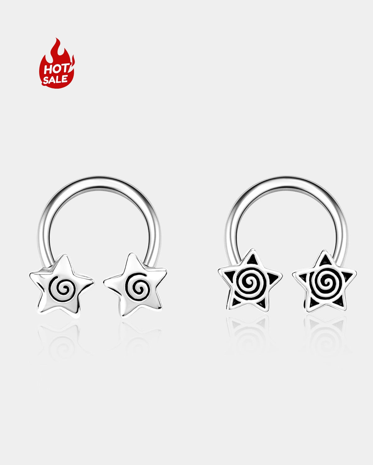 2PCS Spiral Star Horseshoe Septum Ring