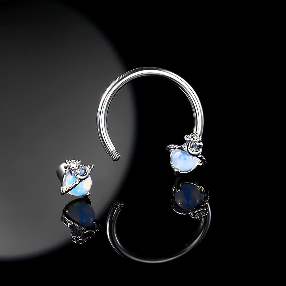 Synthetic Opal Planet Horseshoe Septum Ring