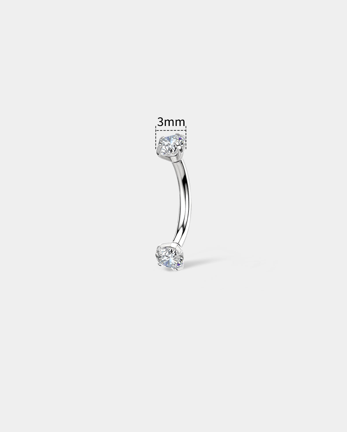 2PCS CZ Internally Threaded Eyebrow Stud