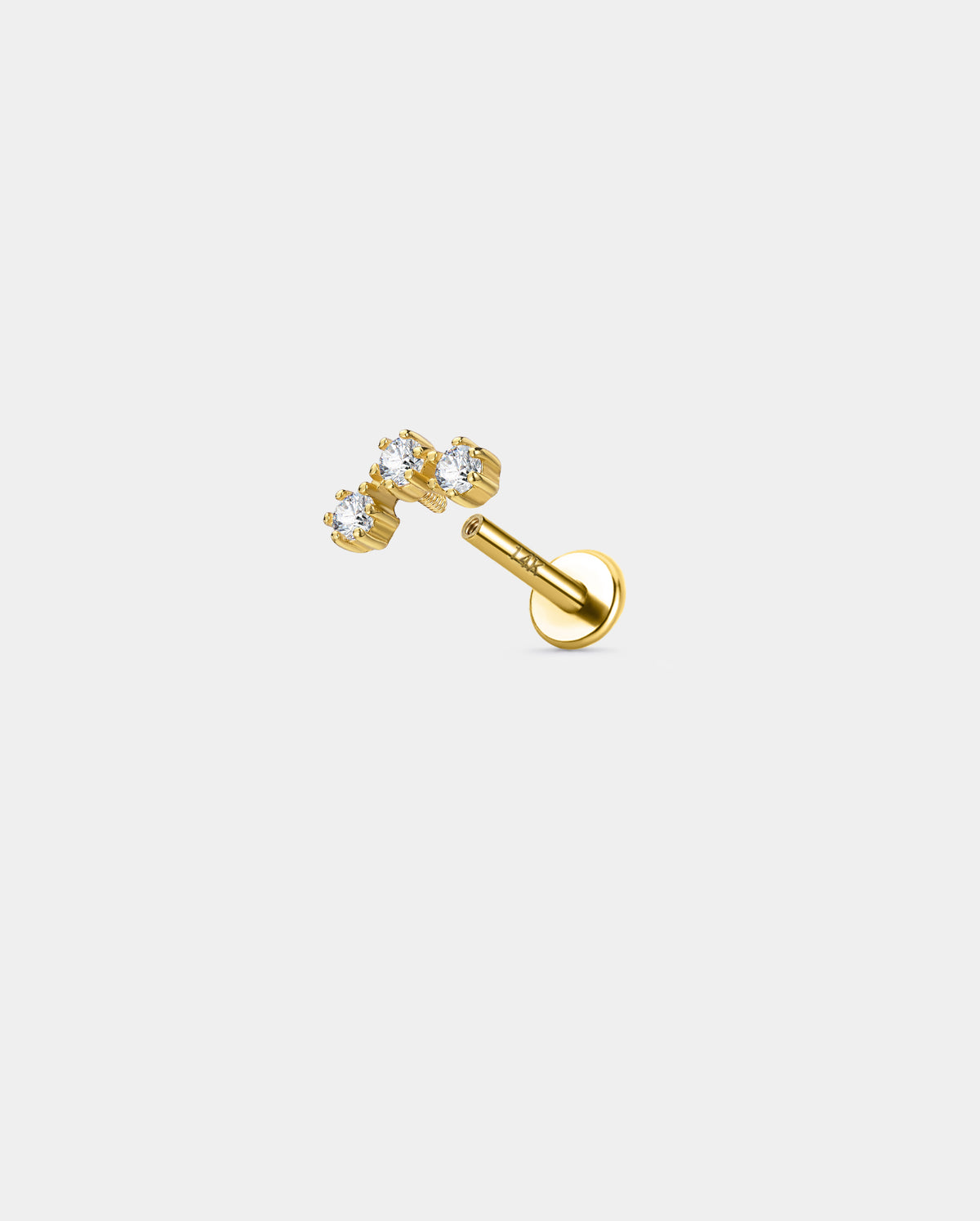 internally threaded triple moissanite stud 