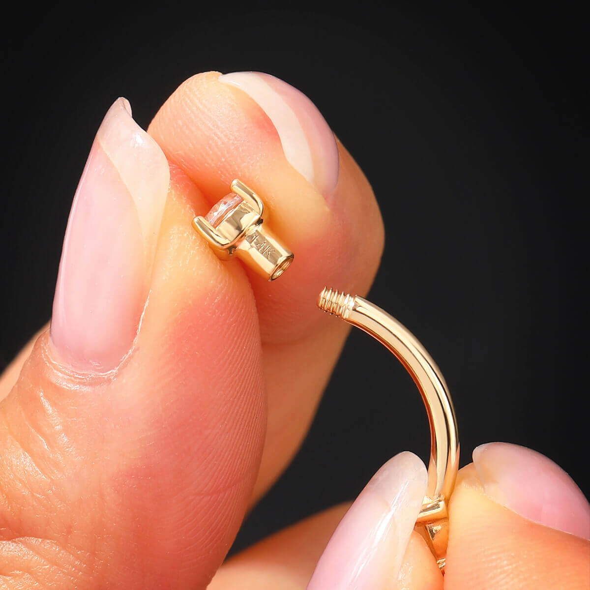 14K Gold CZ Replacement Belly Ring Ball
