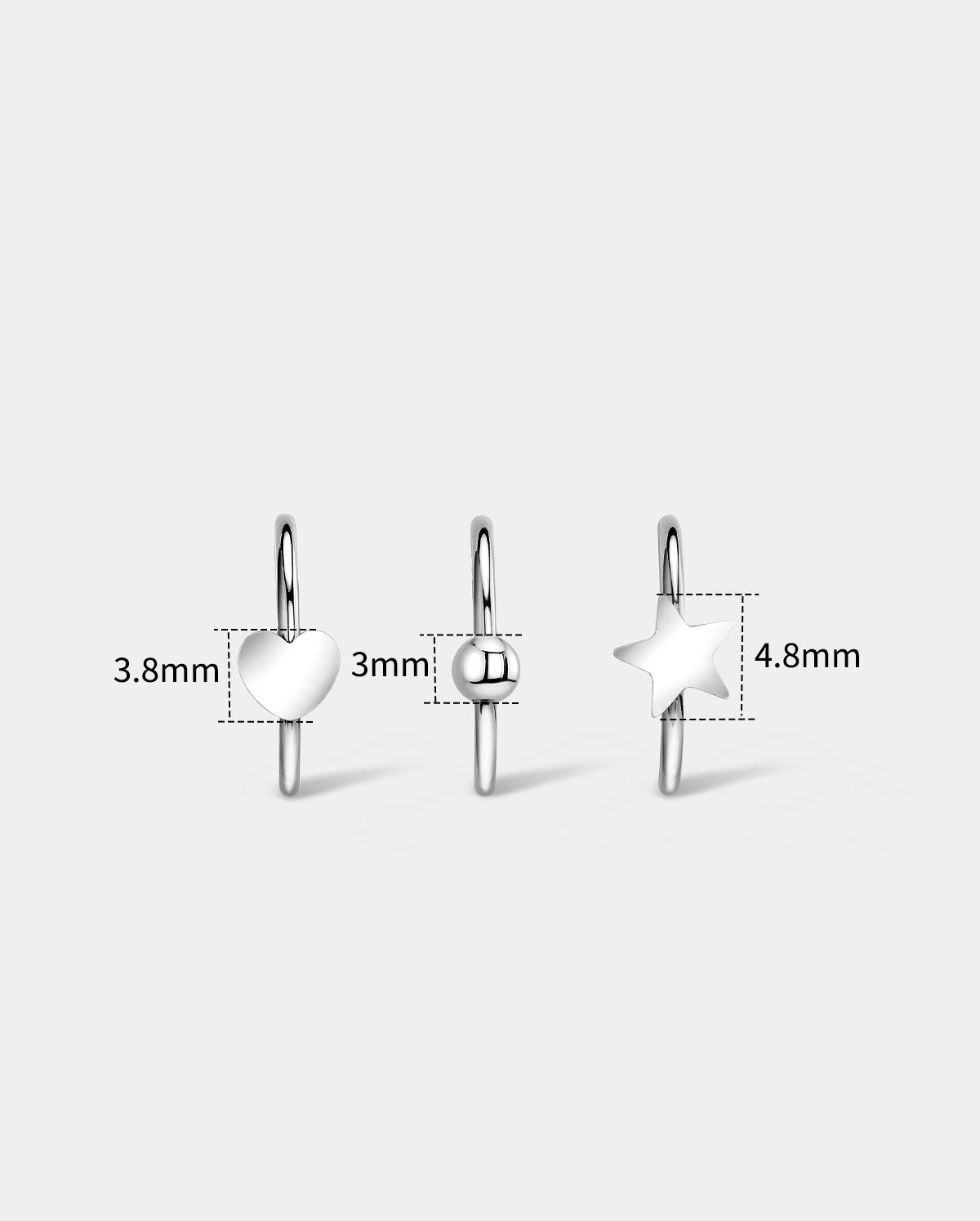 6PCS Heart / Star / Ball Fake Lip Ring