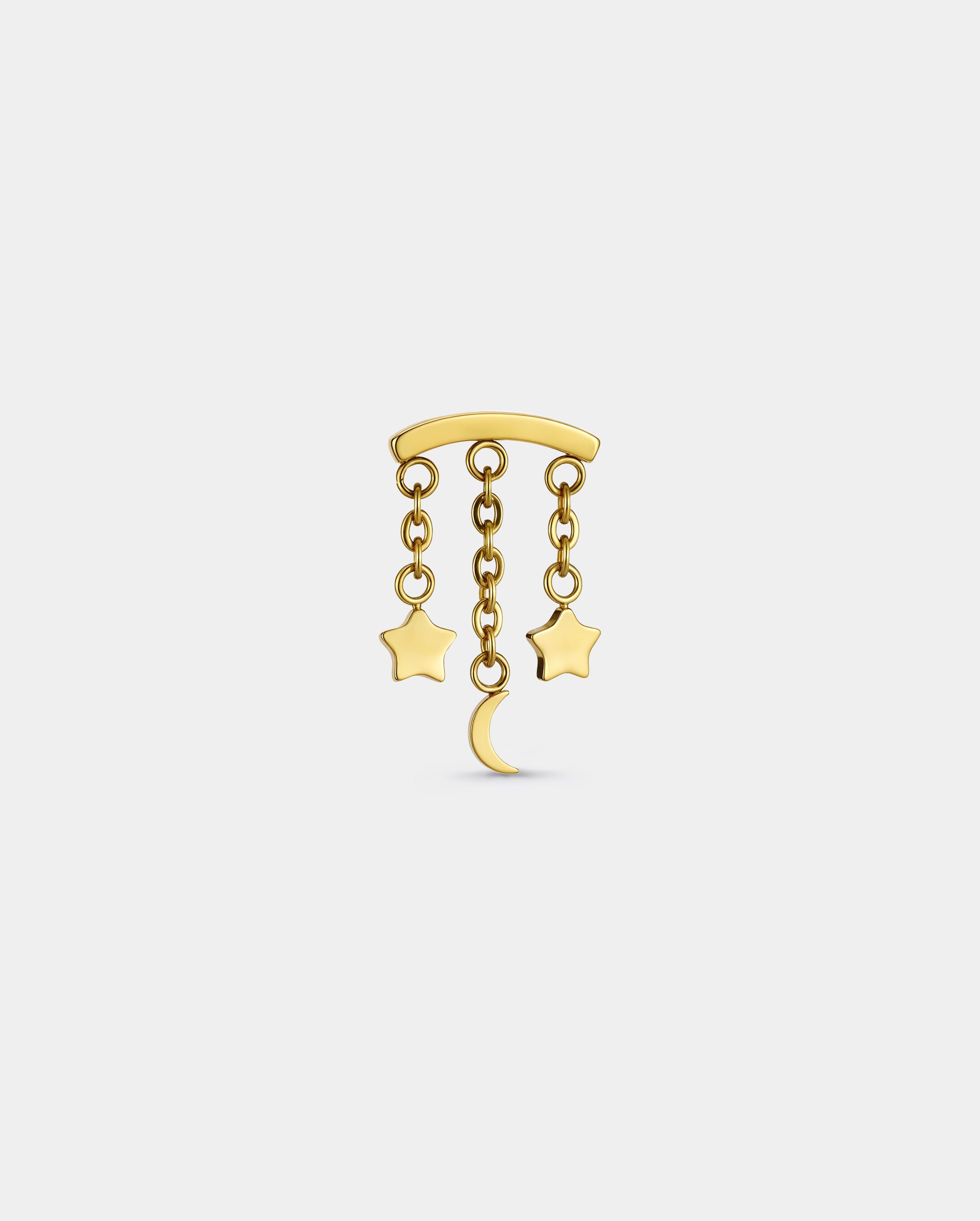 Star & Moon Chain Threadless  Hidden Helix Stud