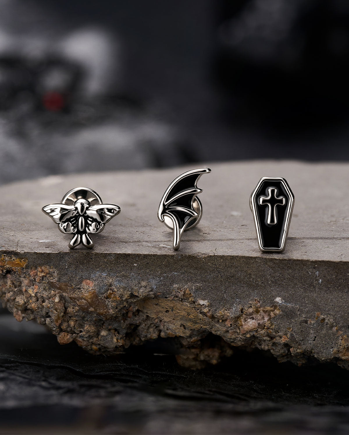 3PCS Moth Wing Coffin Cartilage Stud Set