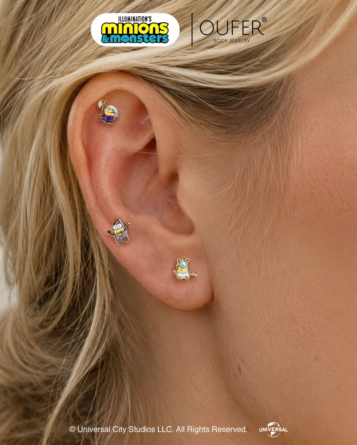 MINIONS × OUFER James & Henry & Ed Cartilage Stud Set