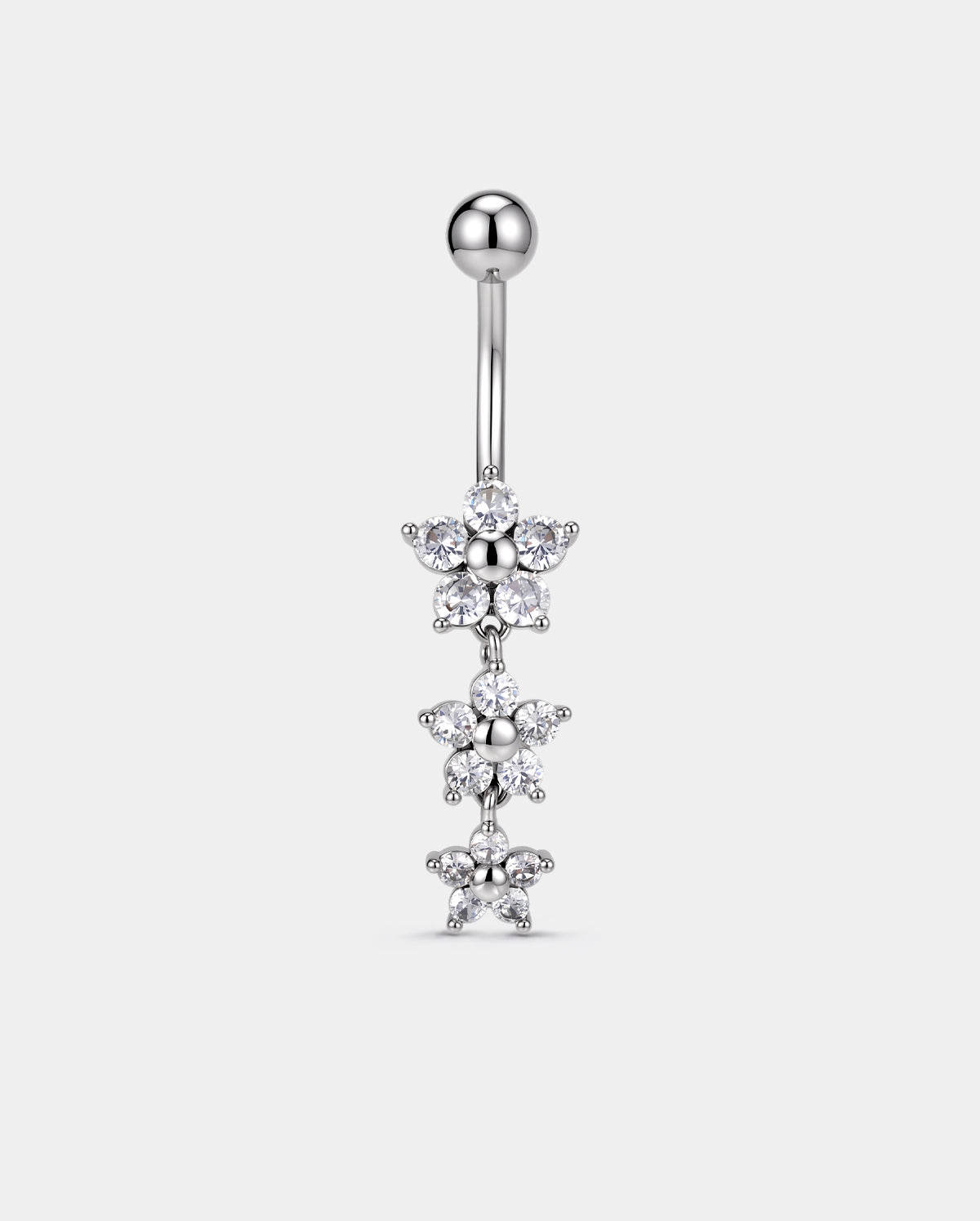 triple floral belly ring