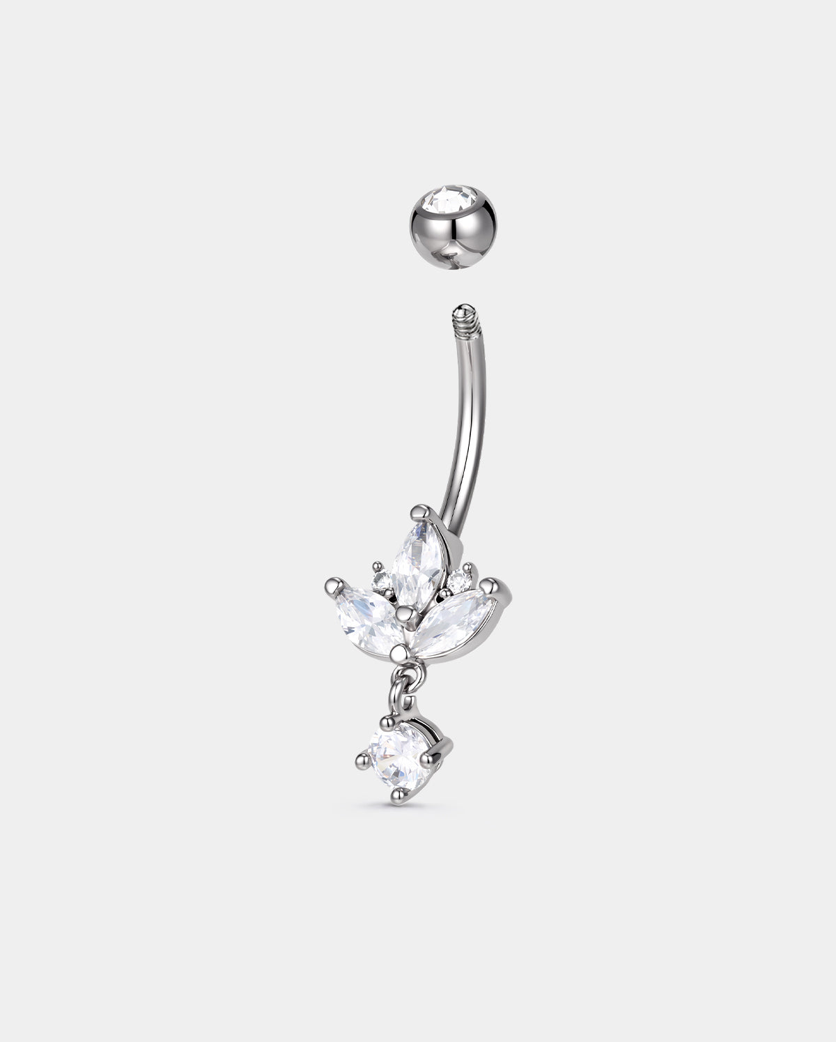 Anneau de nombril simple rond avec oxyde de zirconium transparent 14G