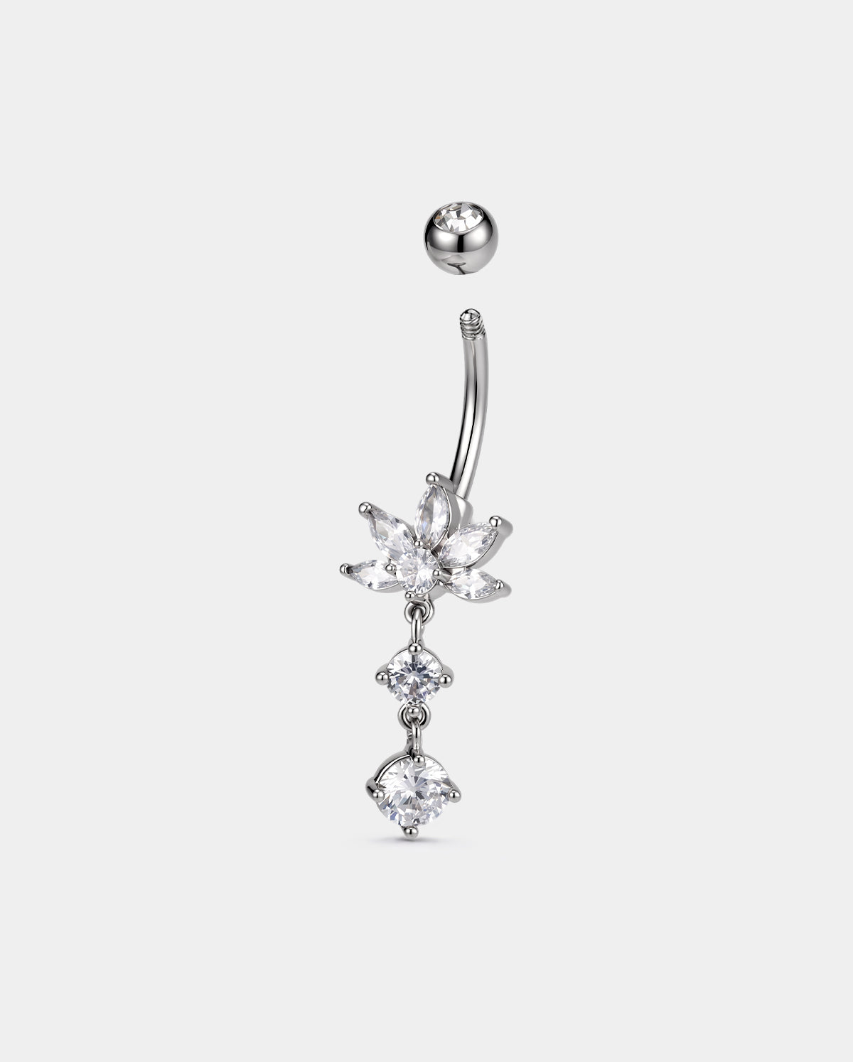 Anneau de nombril simple rond avec oxyde de zirconium transparent 14G