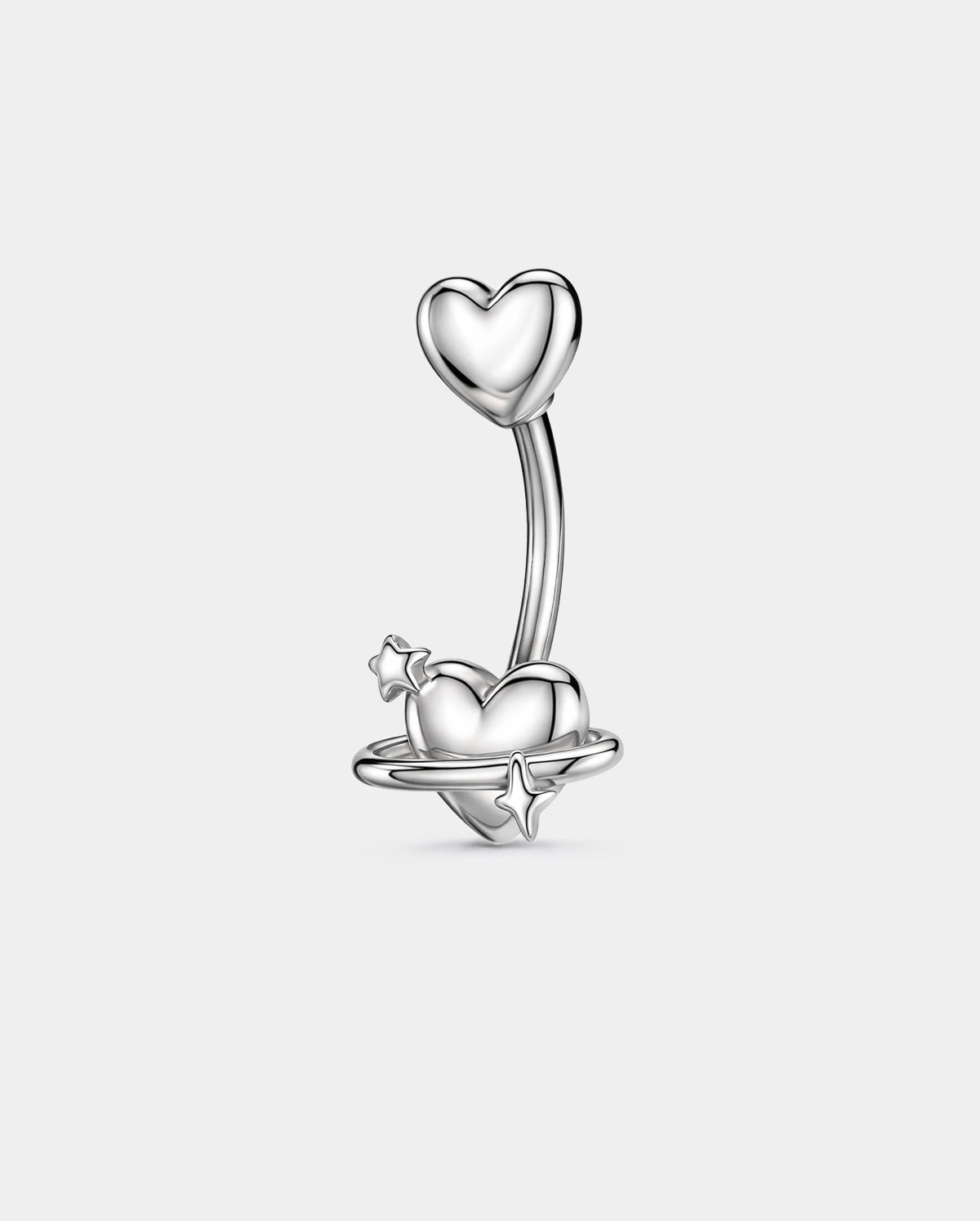 stainless steel heart and star belly ring 