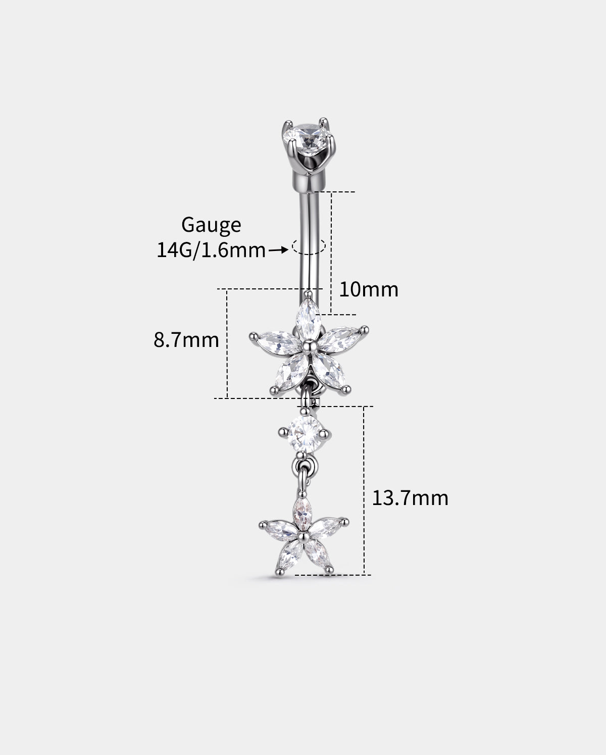 14g stainless steel belly ring 
