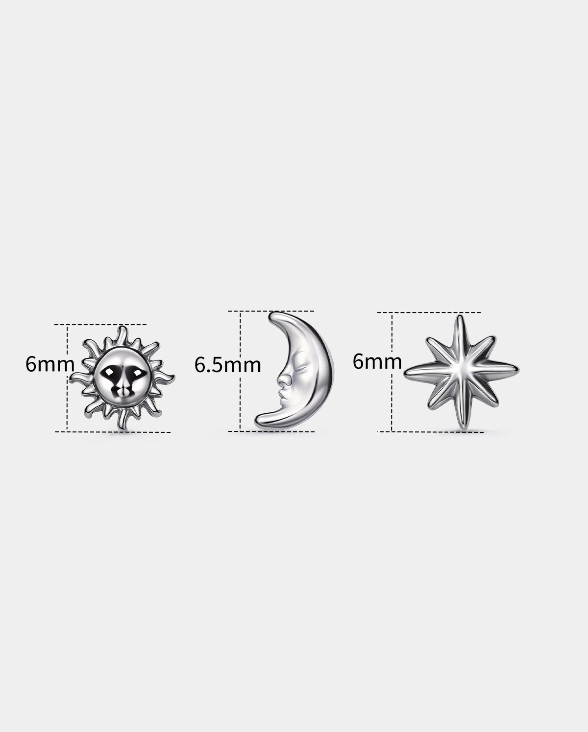 3PCS Sun Star Moon Nose Stud Set