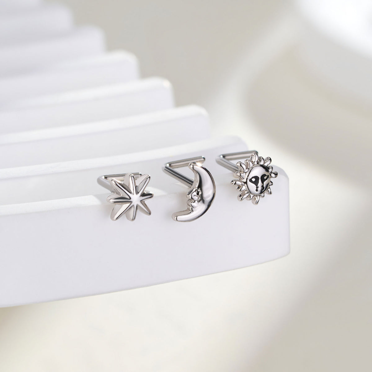3PCS Sun Star Moon Nose Stud Set