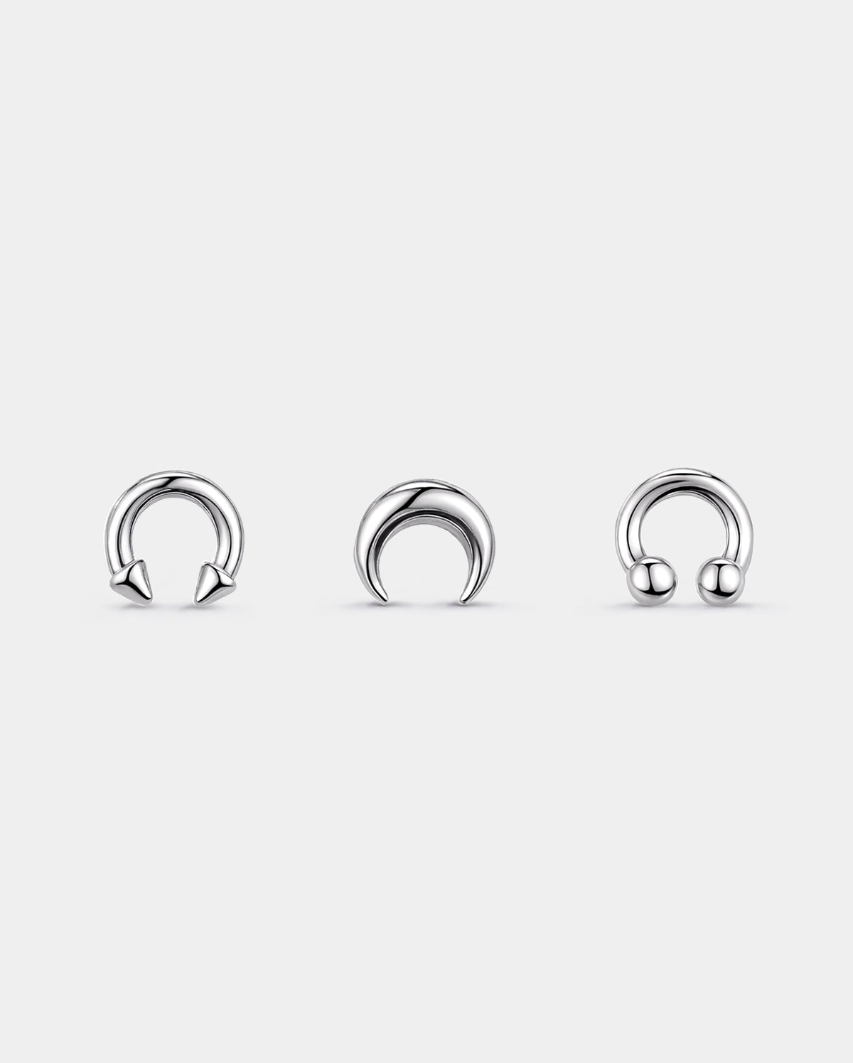 3PCS Ball Spike Crescent Nose Stud Set