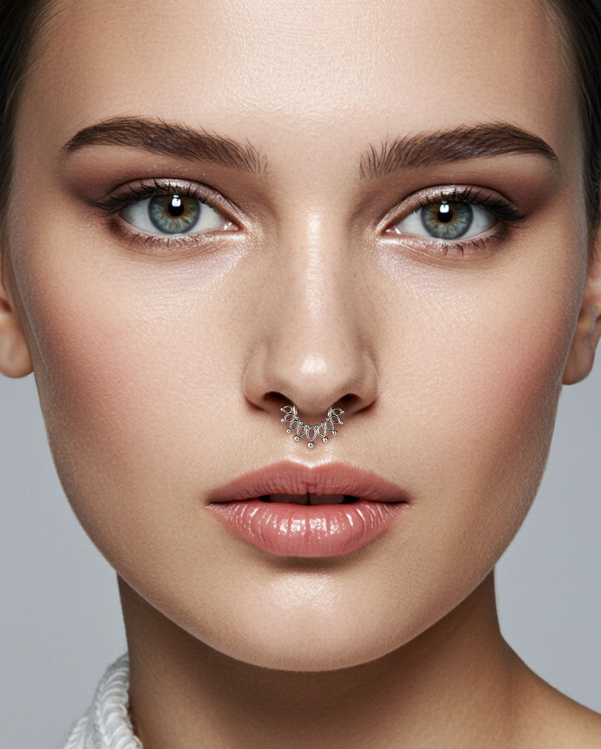 Floral Beaded Segment Septum Ring