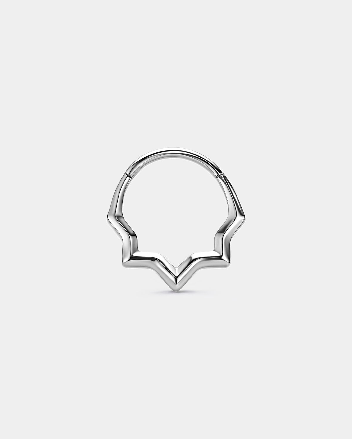 silver half-star septum ring