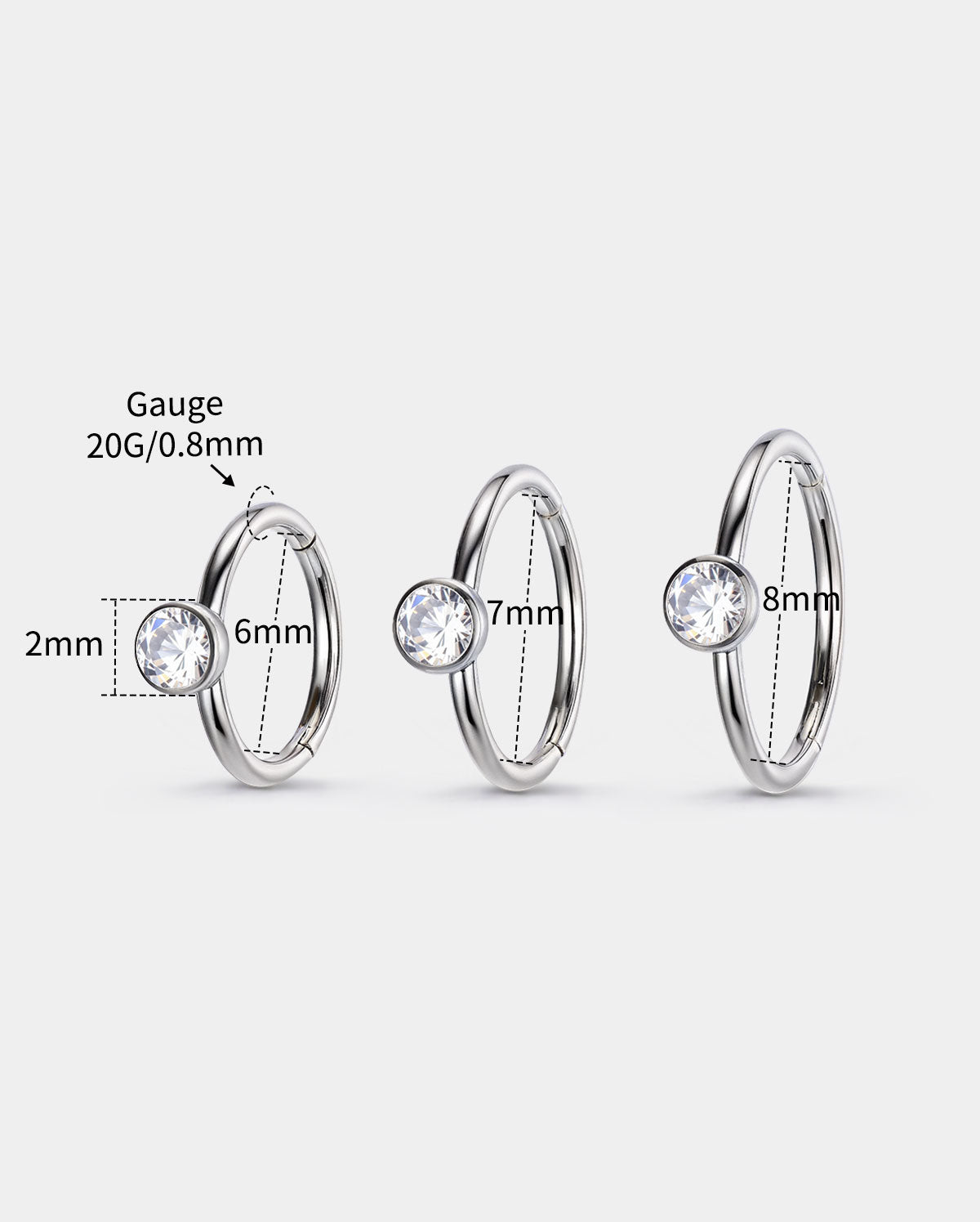 Bezel CZ Segment Nose Hoop