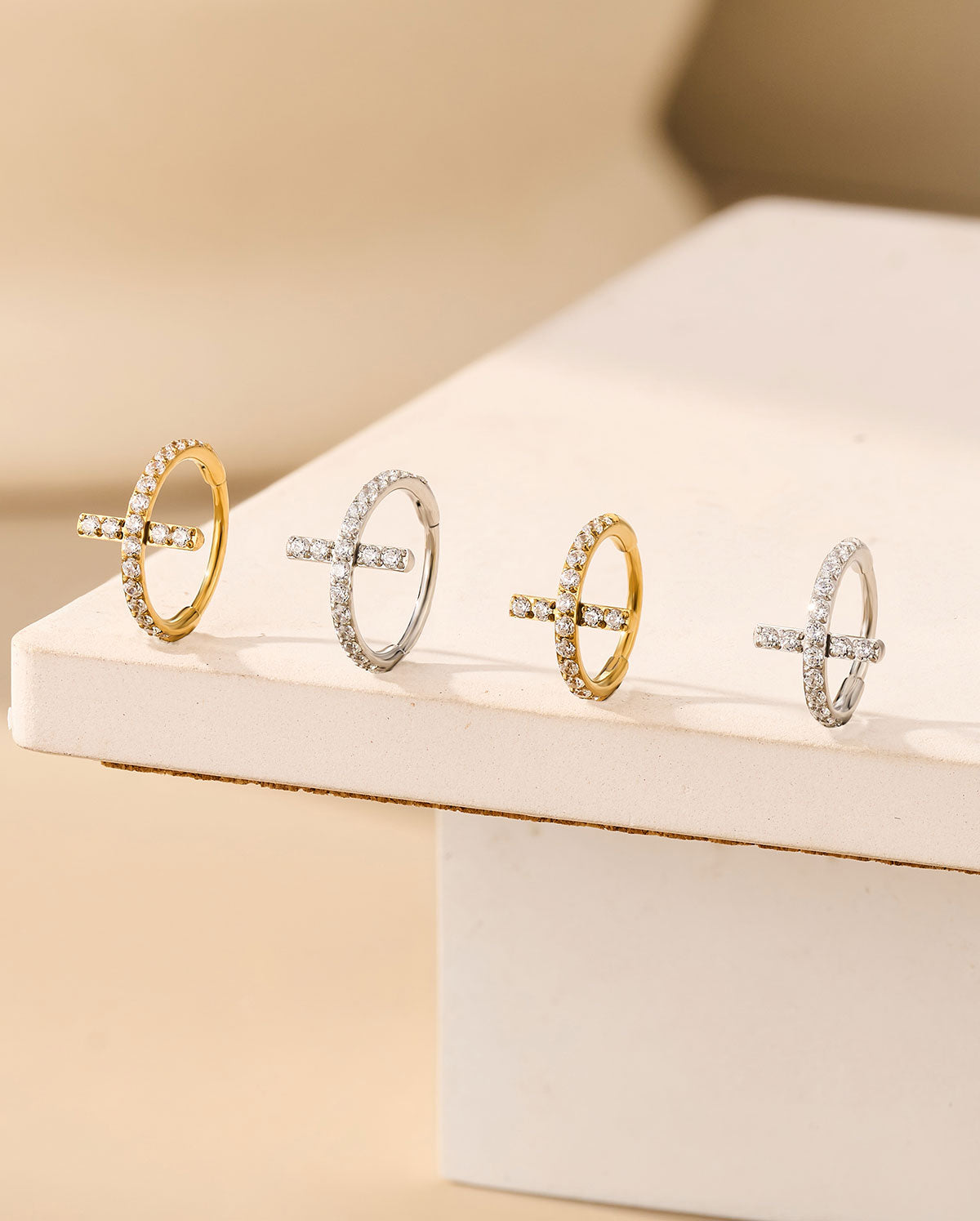Cross CZ Segment Nose Ring
