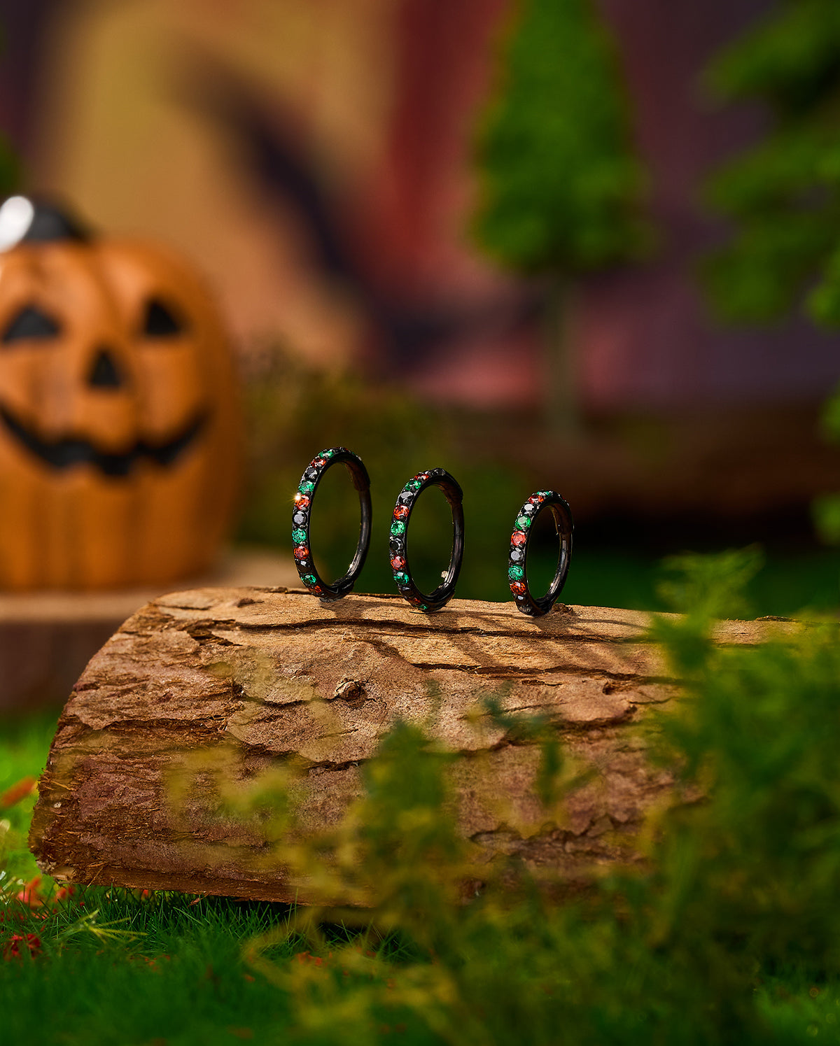 20G Red Black Green Halloween Nose Ring