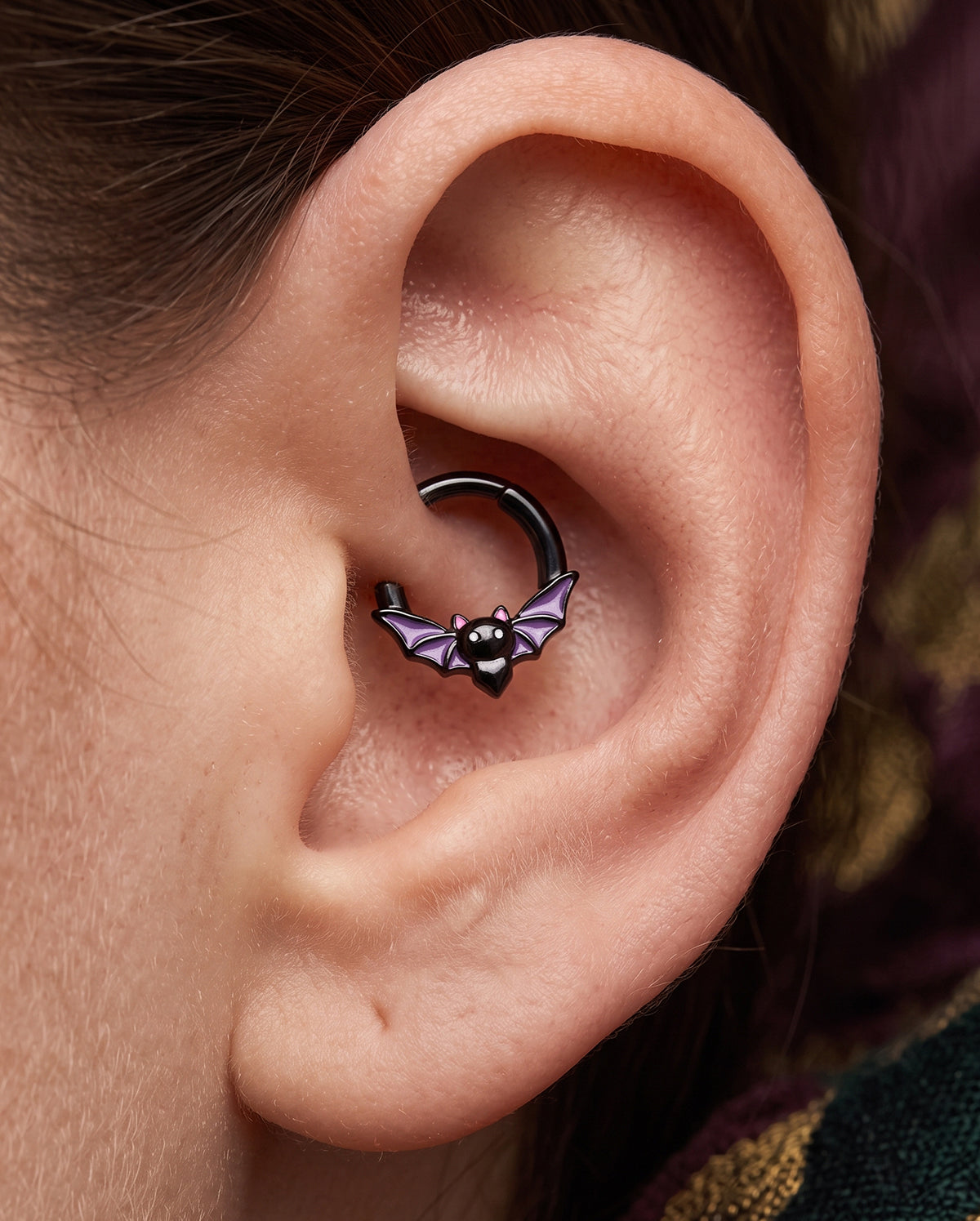 Purple Bat Halloween Daith Ring
