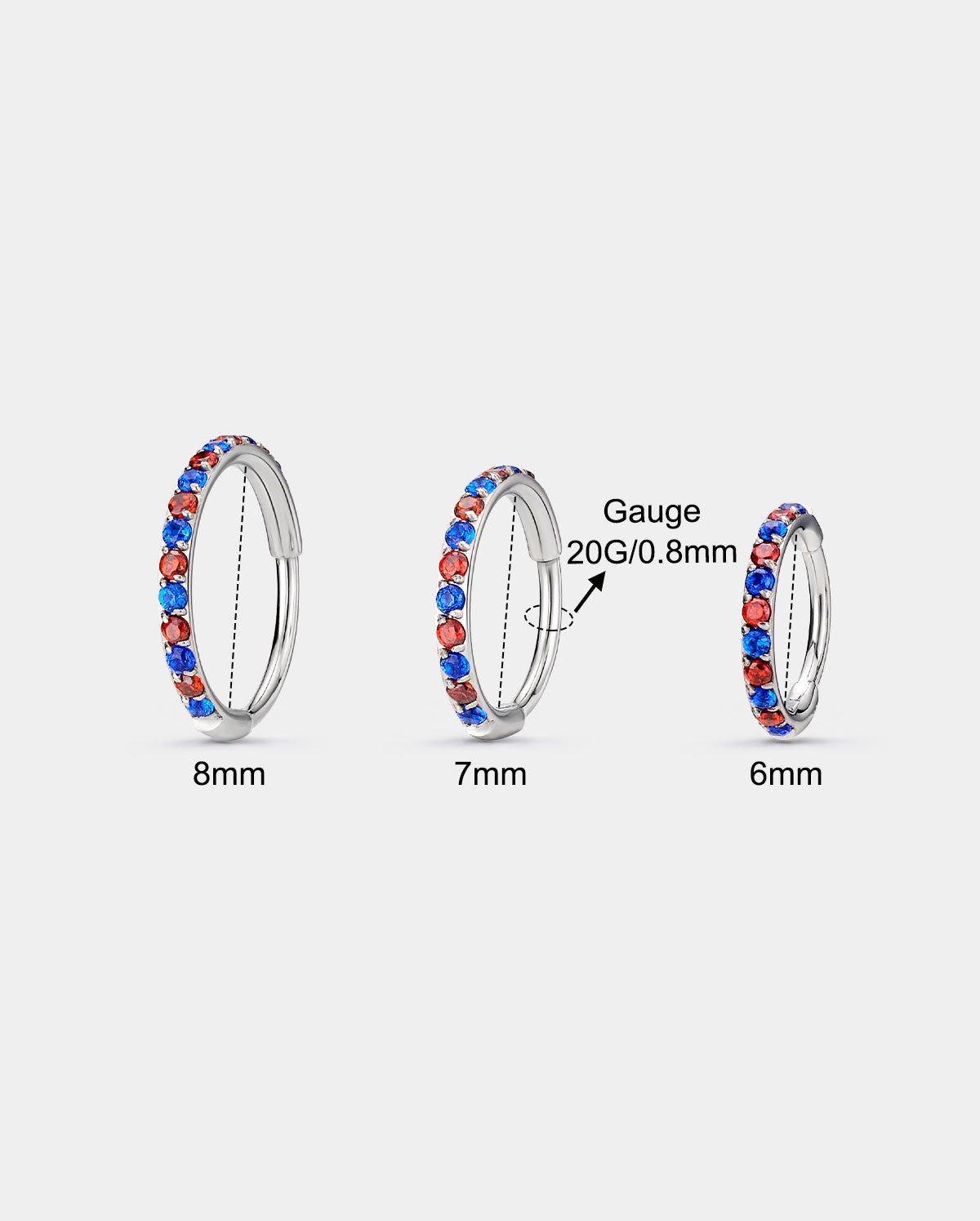 20G Double Nez Hoop Conch Boucle d'oreille CZ Helix Boucle d'oreille