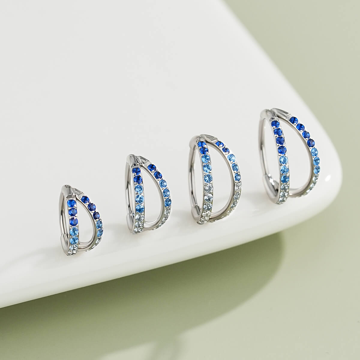 20G Gradient CZ Double Hoop Nose Ring