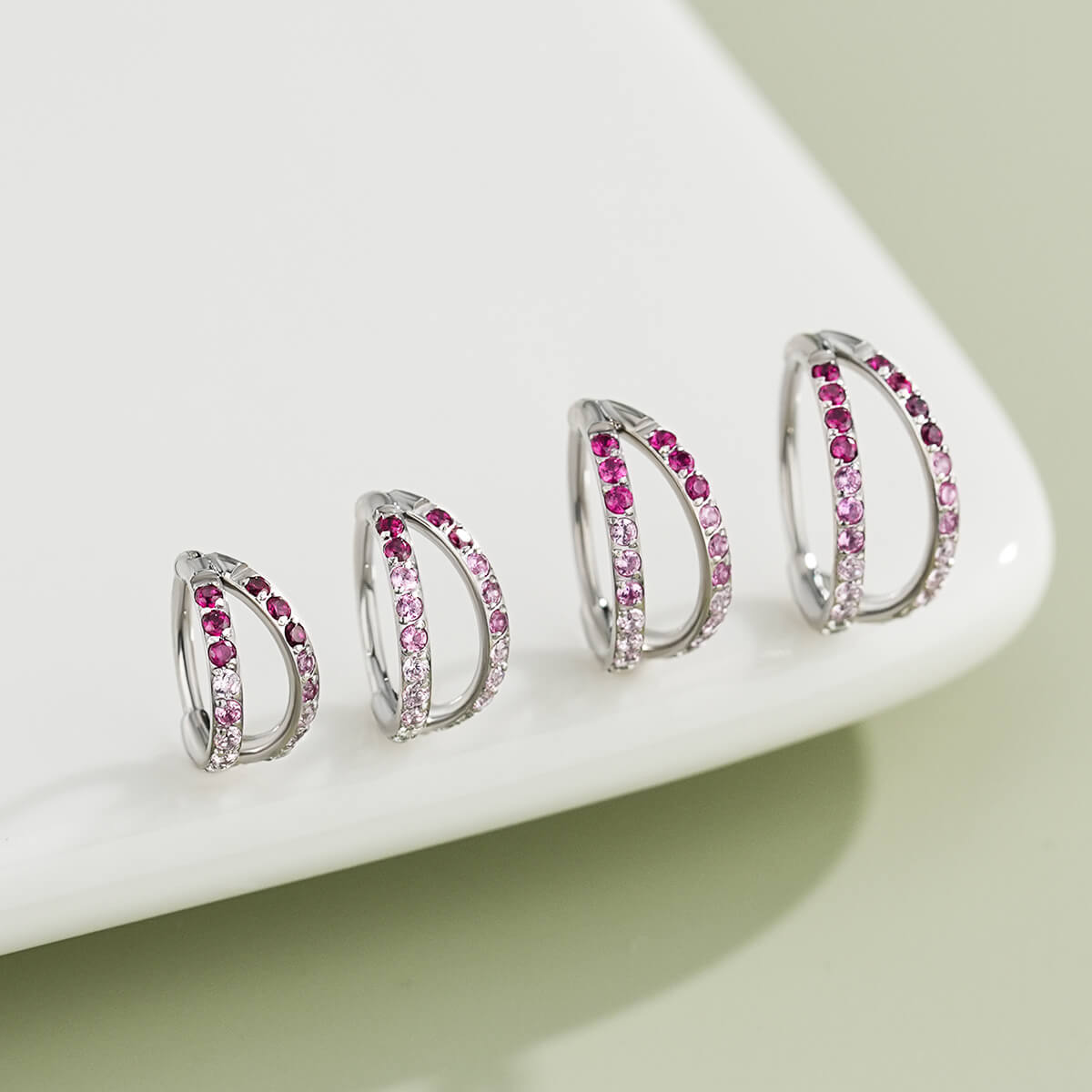 20G Gradient CZ Double Hoop Nose Ring