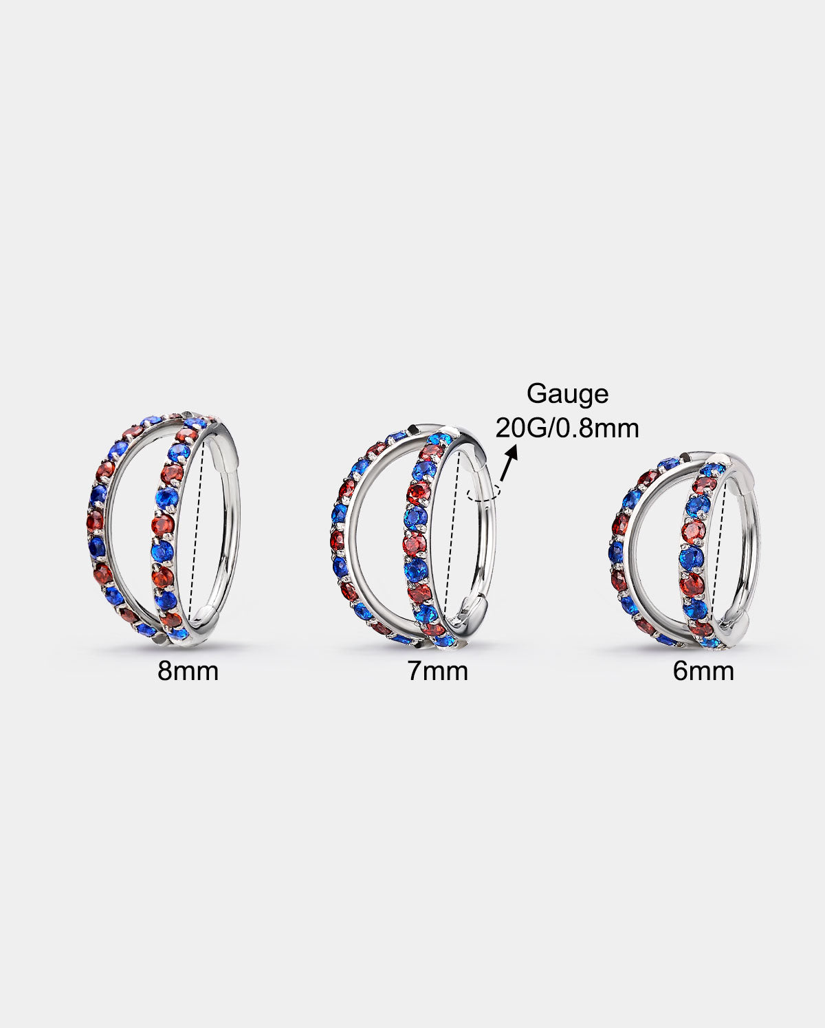 20G Double Nez Hoop Conch Boucle d'oreille CZ Helix Boucle d'oreille