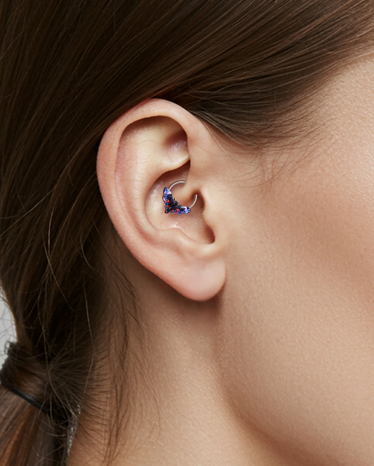 Gradient Moth daith piercing