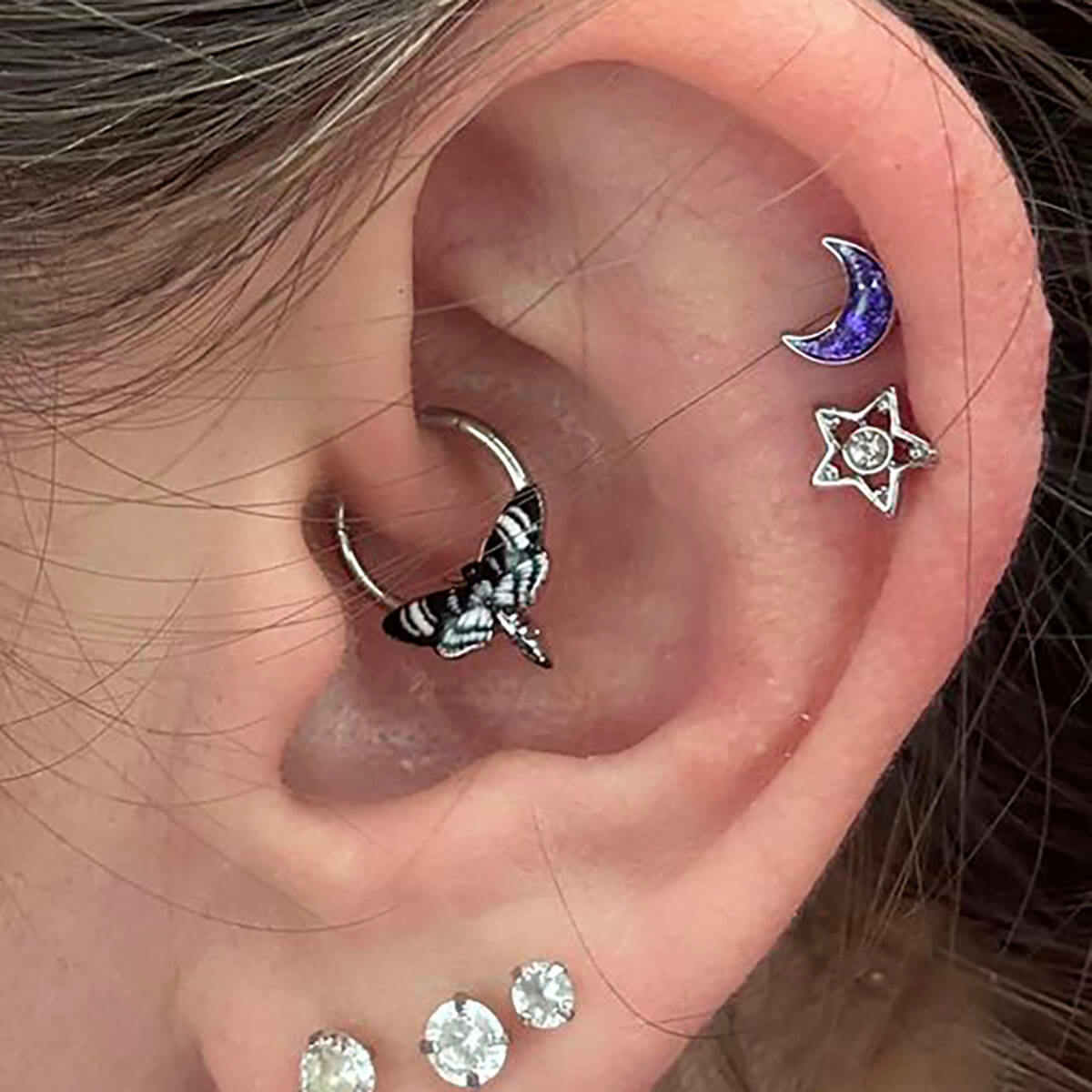 Hawk Moth Daith Septum Ring