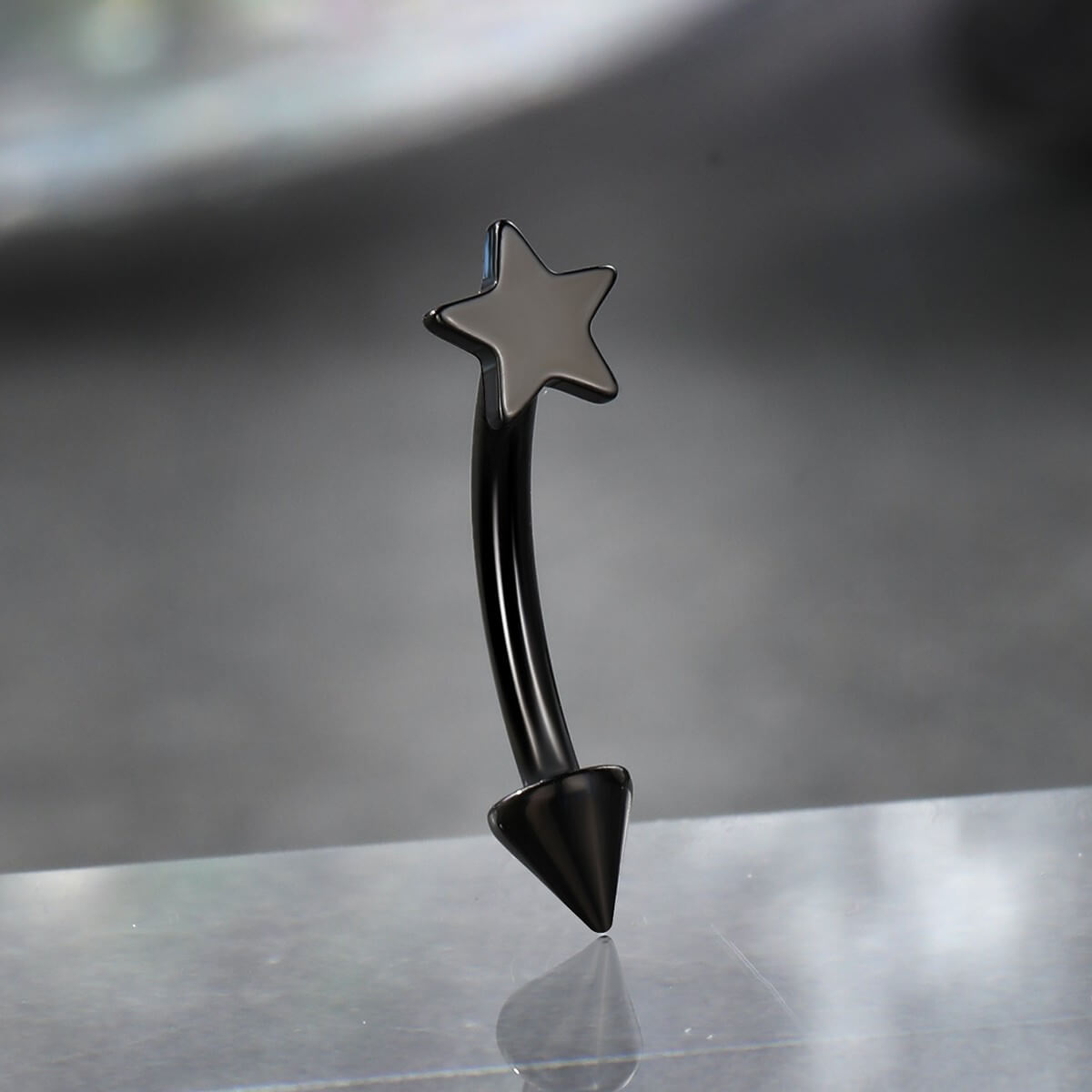 Star Curved Titanium Eyebrow Ring