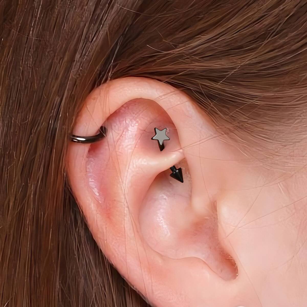 Star Curved Titanium Eyebrow Ring