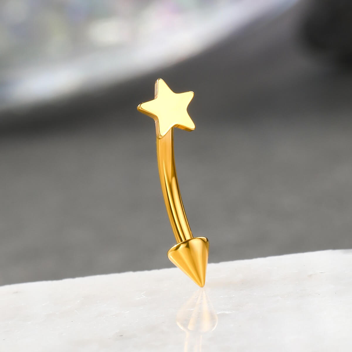 Star Curved Titanium Eyebrow Ring