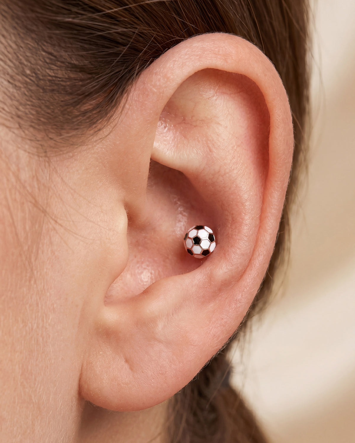 Soccer Ball Threadless Cartilage Stud