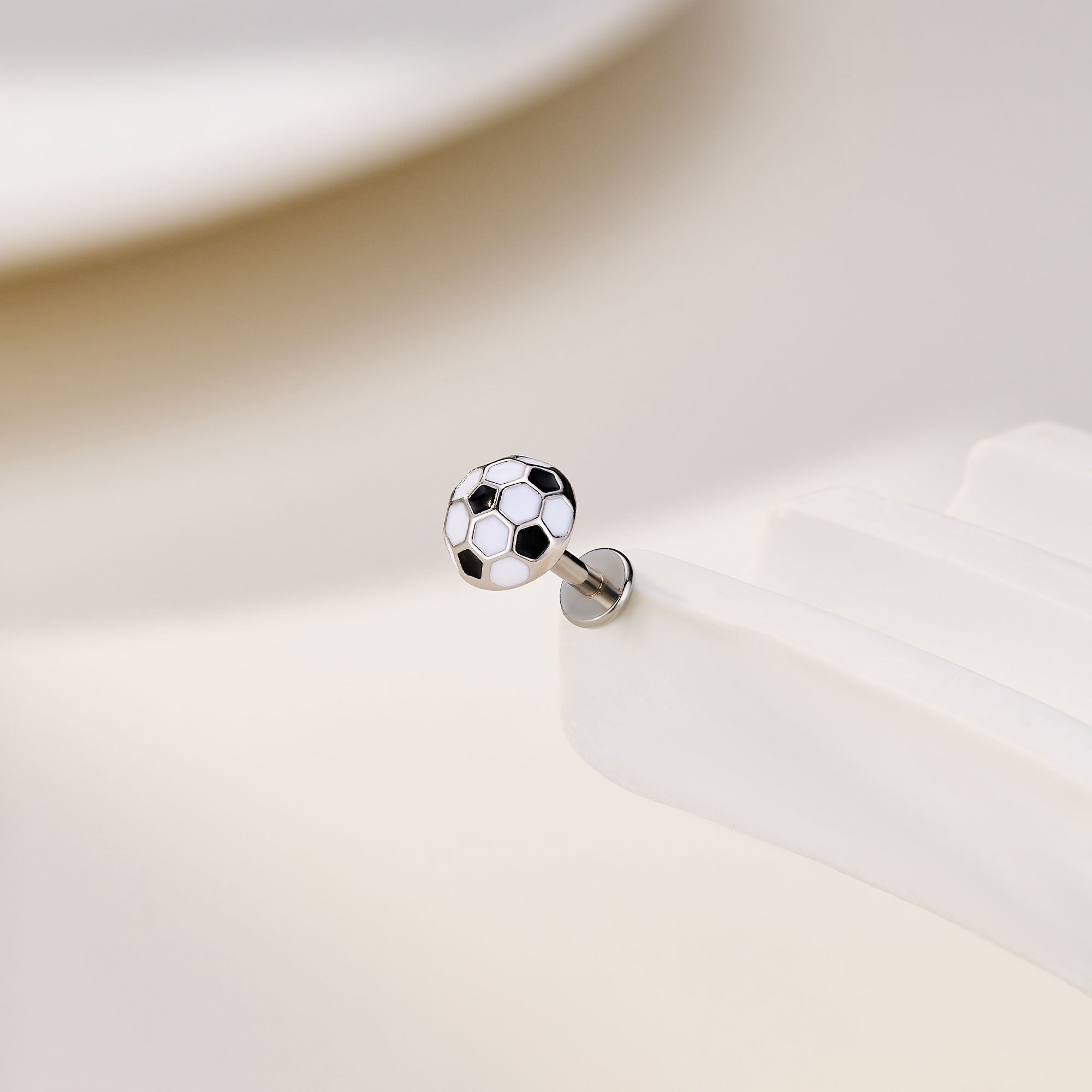 Soccer Ball Threadless Cartilage Stud