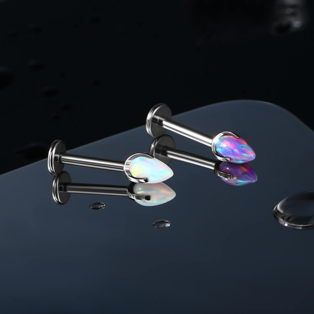 Synthetic Opal Internally Threaded Titanium Labret Stud